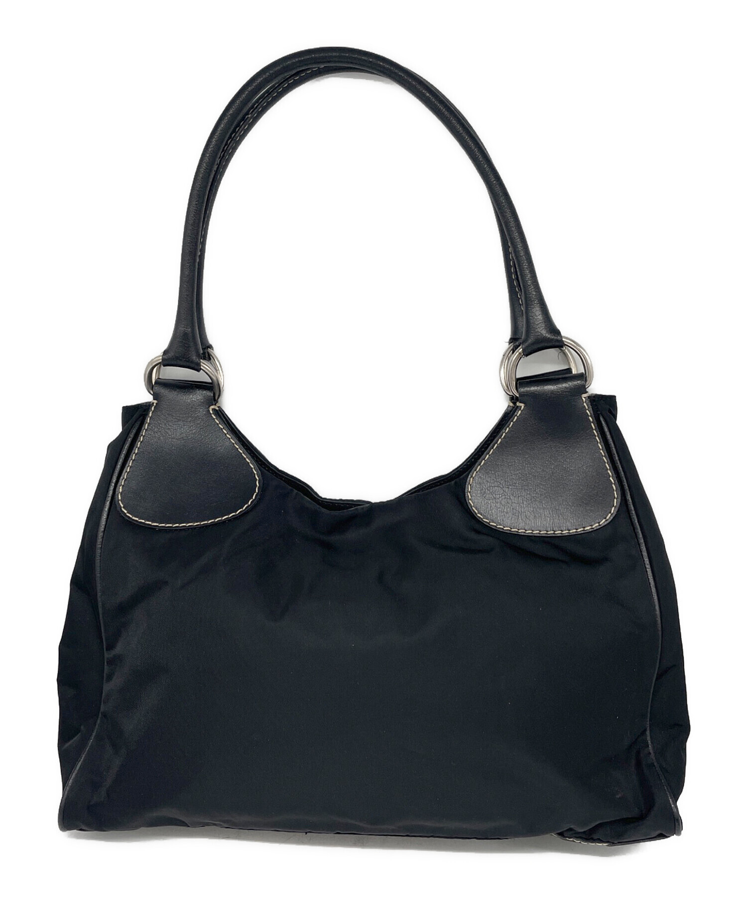 PRADA ハンドバッグ ツイード調 ブラック 中古・古着通販】PRADA (プラダ) ハンドバッグ ブラック｜ブランド