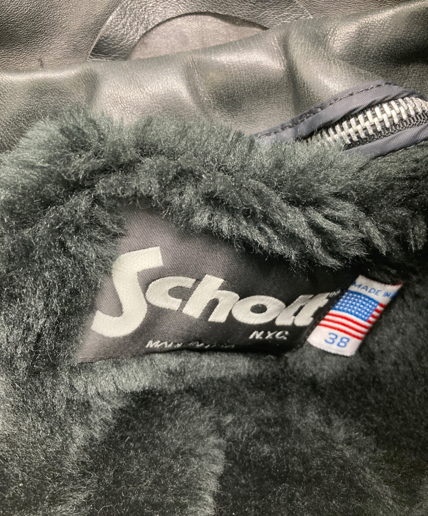 SCHOTT N.Y.C. シングルライダース ボアライナー付 38 中古・古着通販】Schott (ショット) ボアライナー付シングルライダース
