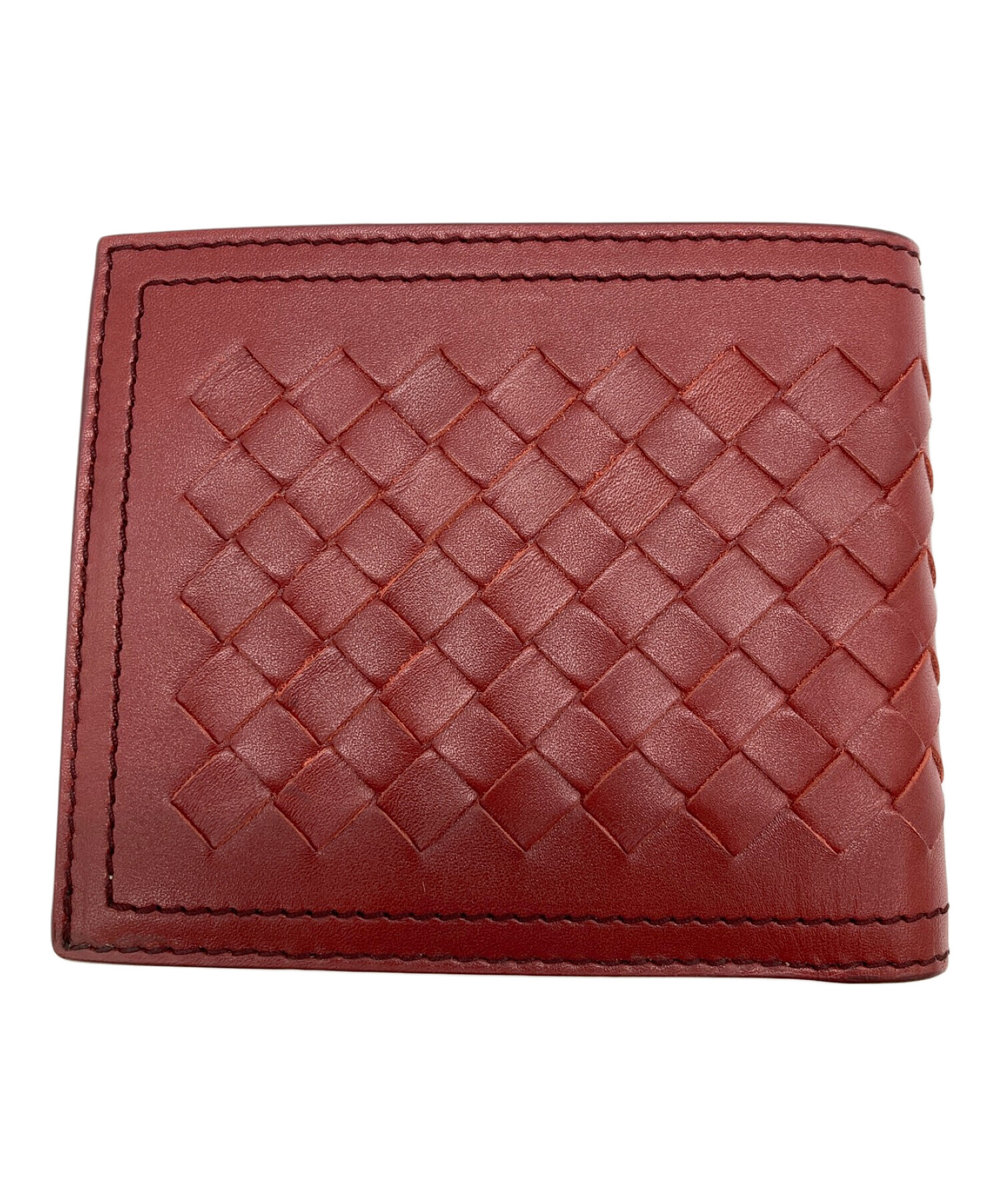 中古・古着通販】BOTTEGA VENETA (ボッテガベネタ) 2つ折り財布 レッド