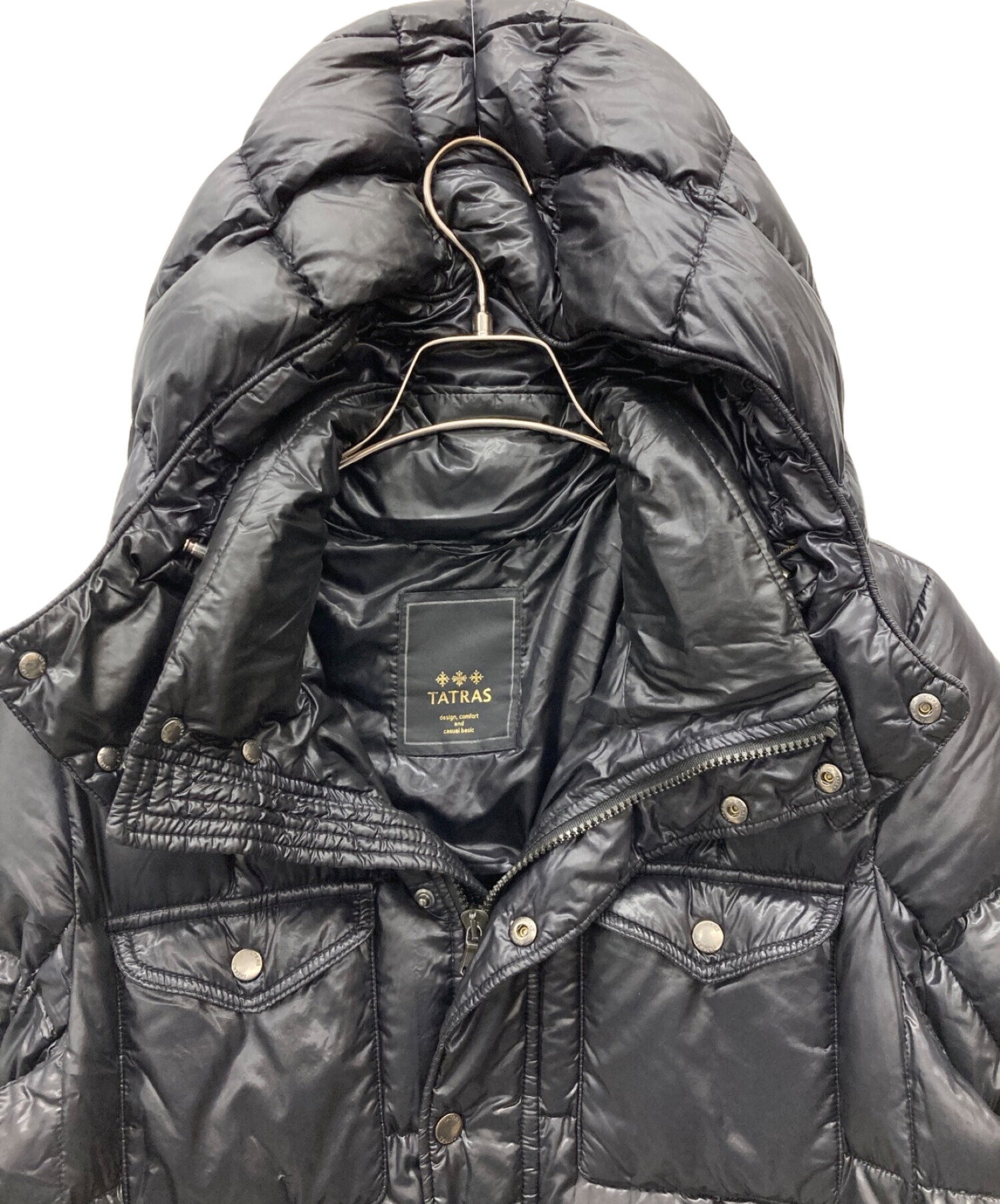 美品 タトラス　ダウンジャケット　バラザーノ　2way フード着脱　黒　艶感　M 中古・古着通販】TATRAS (タトラス) バラザーノ ダウンジャケット
