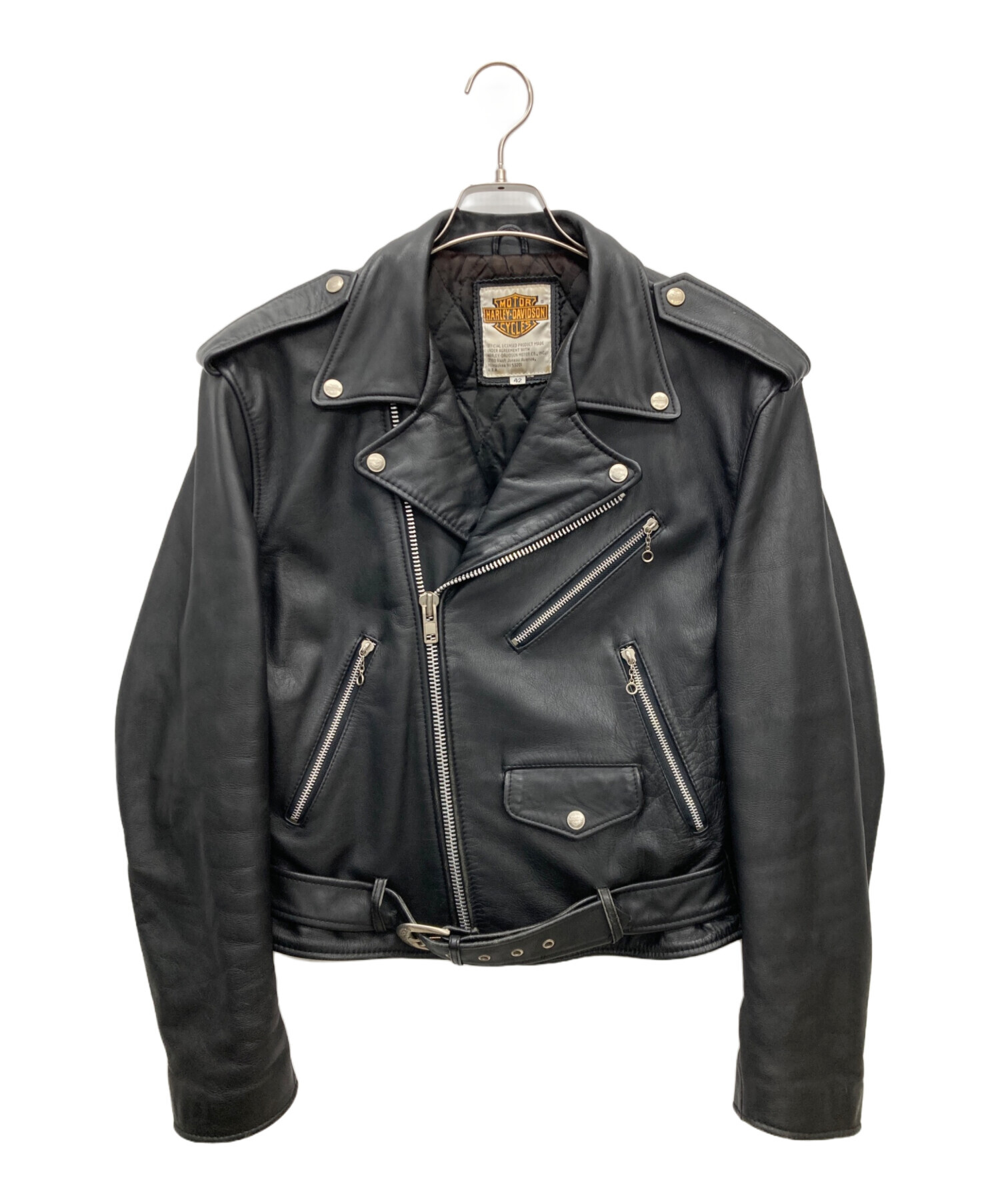 Harley-Davidson ブラックレザージャケット 42サイズ 中古・古着通販】HARLEY-DAVIDSON (ハーレーダビッドソン) レザー