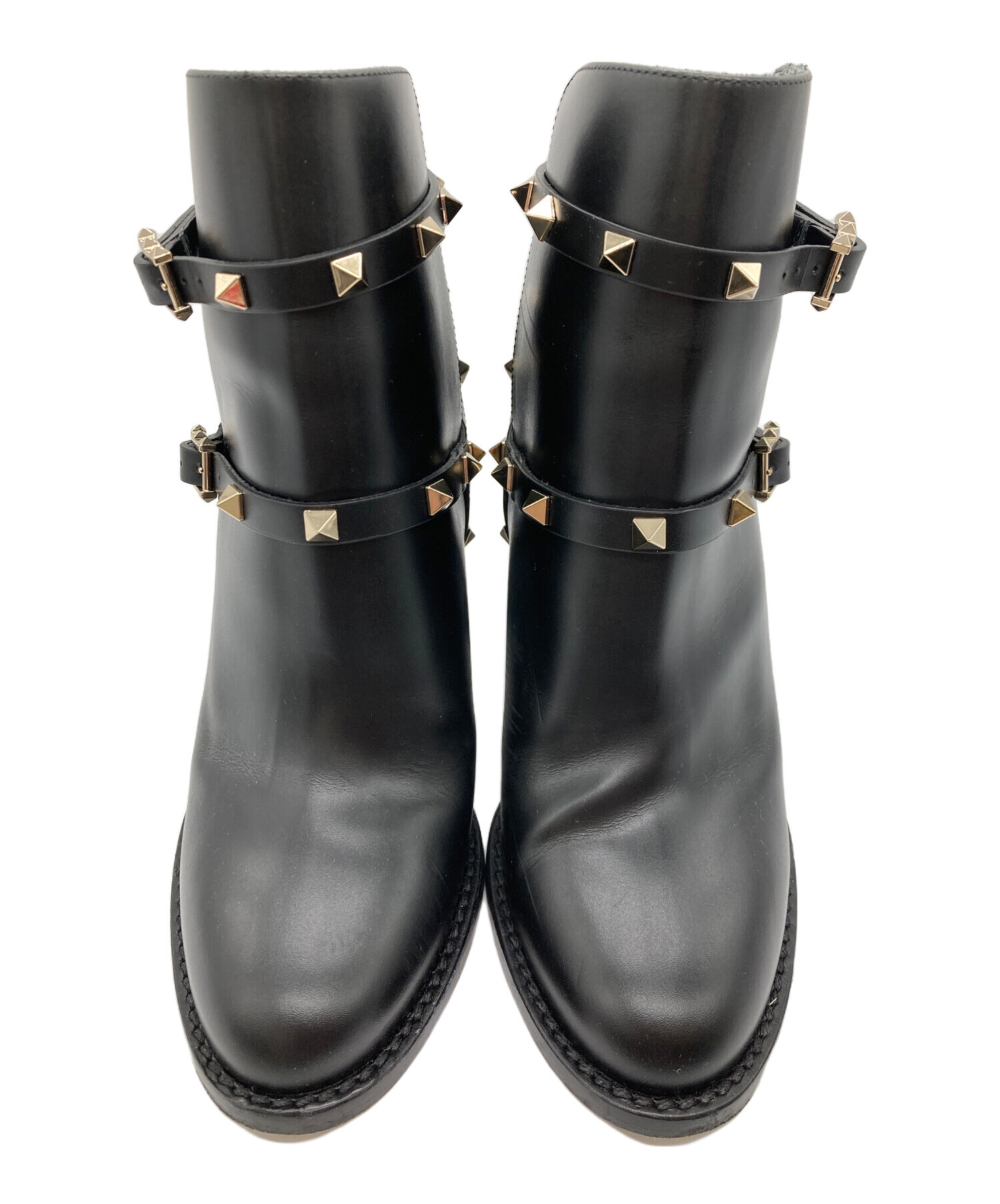 VALENTINO GARAVANIスタッズ付き黒レザーブーツ サイズ39 中古・古着通販】VALENTINO GARAVANI (ヴァレンティノ・ガラヴァーニ