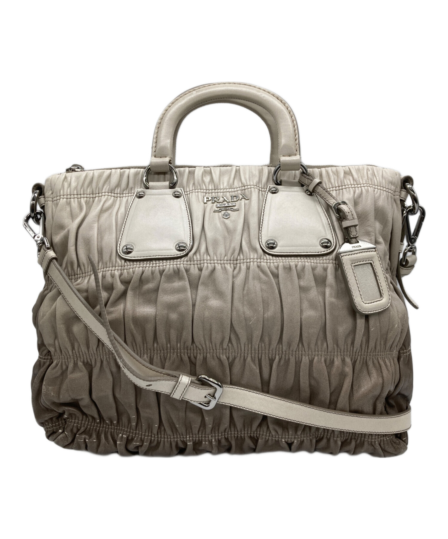 中古・古着通販】PRADA (プラダ) 2WAYバッグ グレー×ベージュ 