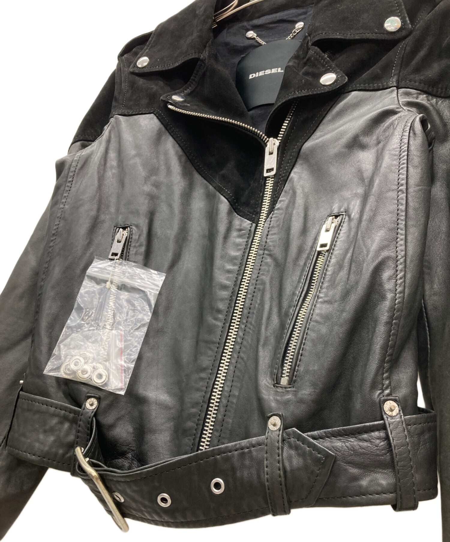 中古・古着通販】DIESEL (ディーゼル) ダブルライダースジャケット 