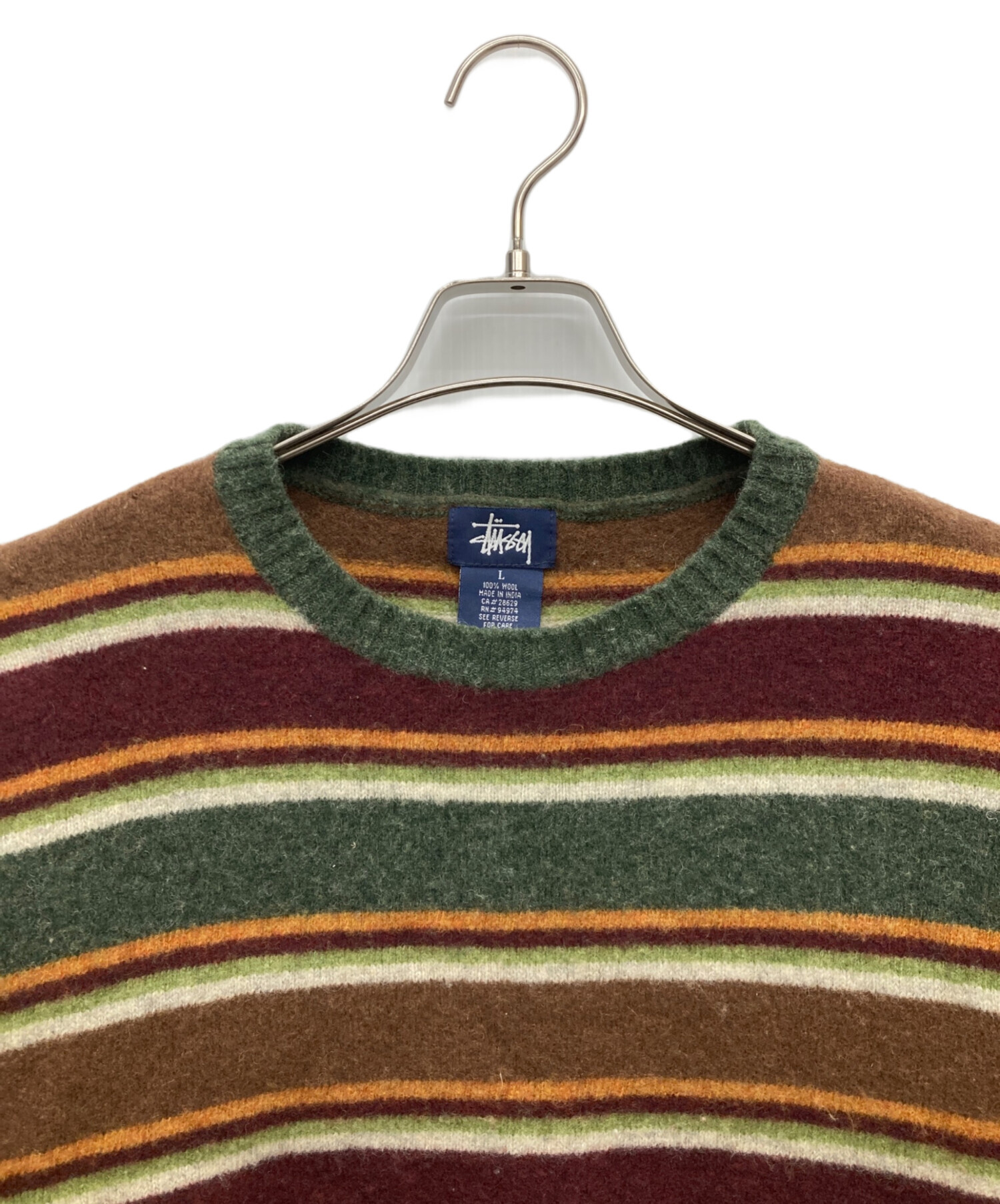 中古・古着通販】stussy (ステューシー) ボーダーニット グリーン