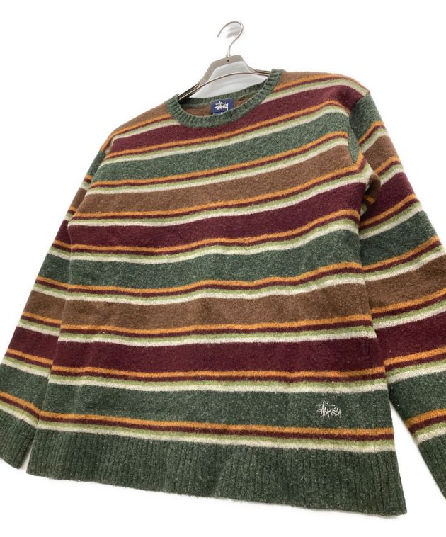 中古・古着通販】stussy (ステューシー) ボーダーニット グリーン