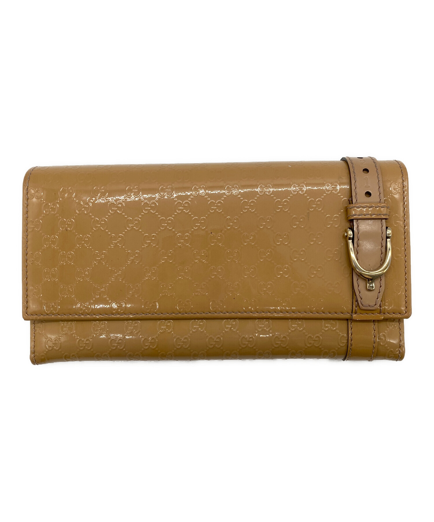 中古・古着通販】GUCCI (グッチ) エナメルロングウォレット ベージュ 