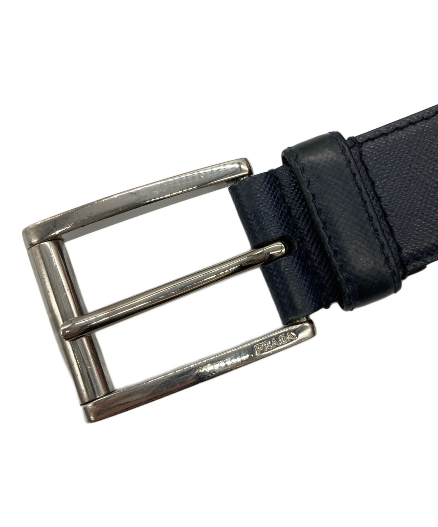 中古・古着通販】PRADA (プラダ) レザーベルト ネイビー サイズ:5 中古・古着通販】PRADA (プラダ) レザーベルト ネイビー サイズ:5