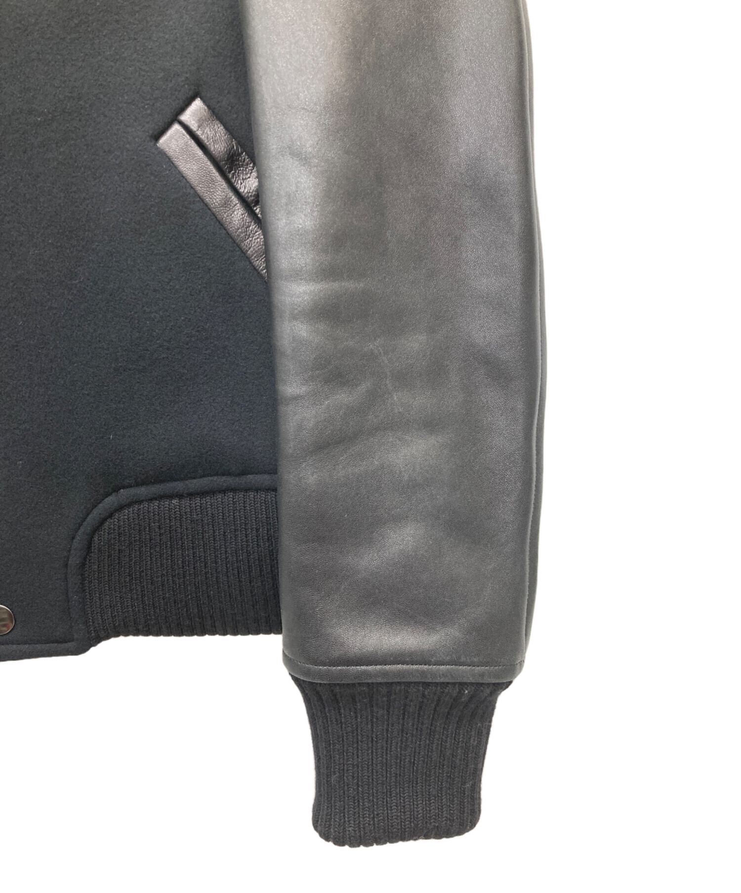 中古・古着通販】DRAWER (ドゥロワー) 袖レザー切替スタジャン