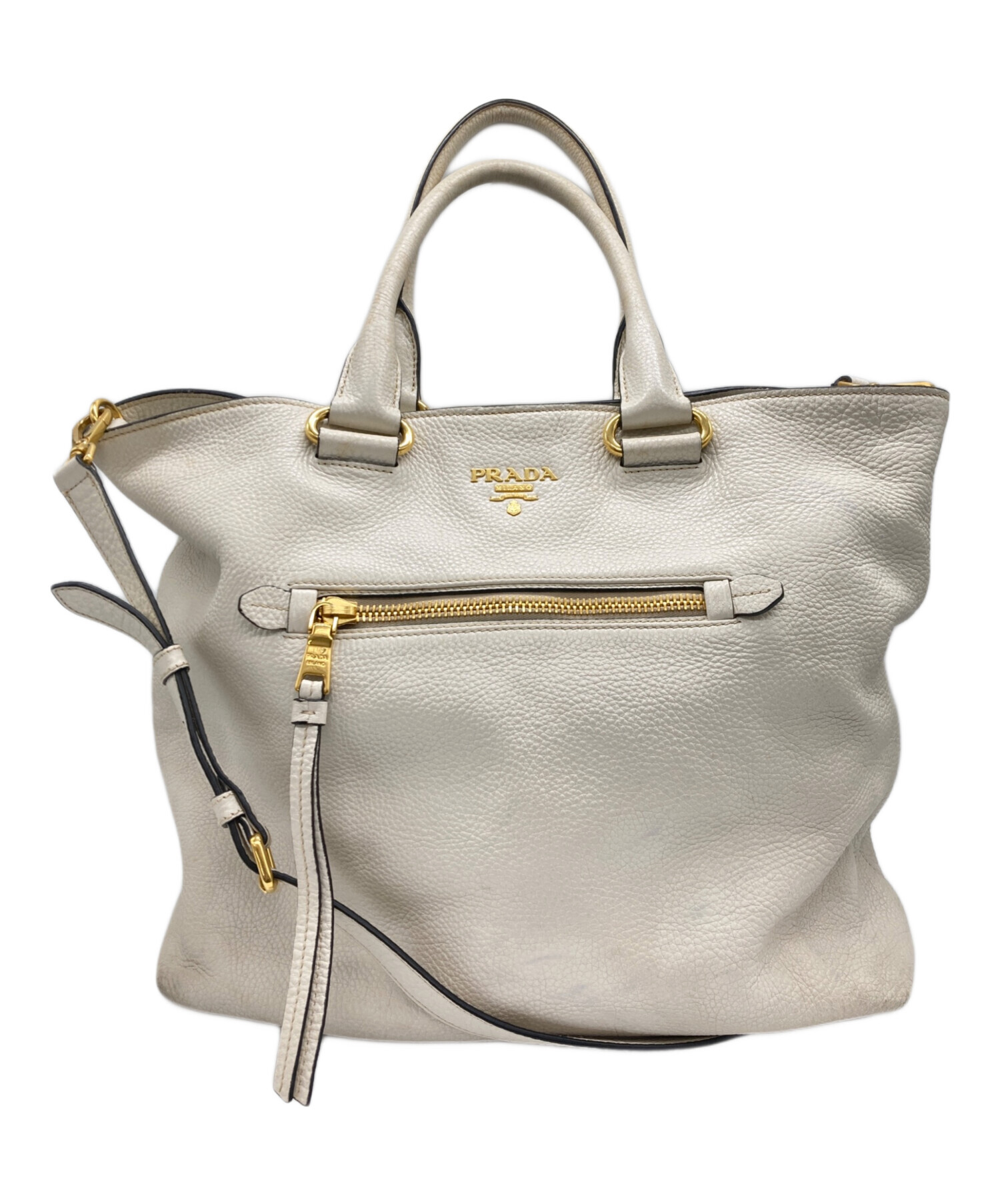プラダ PRADA ロゴ 2way レザー ショルダーバッグ アイボリー P15626 