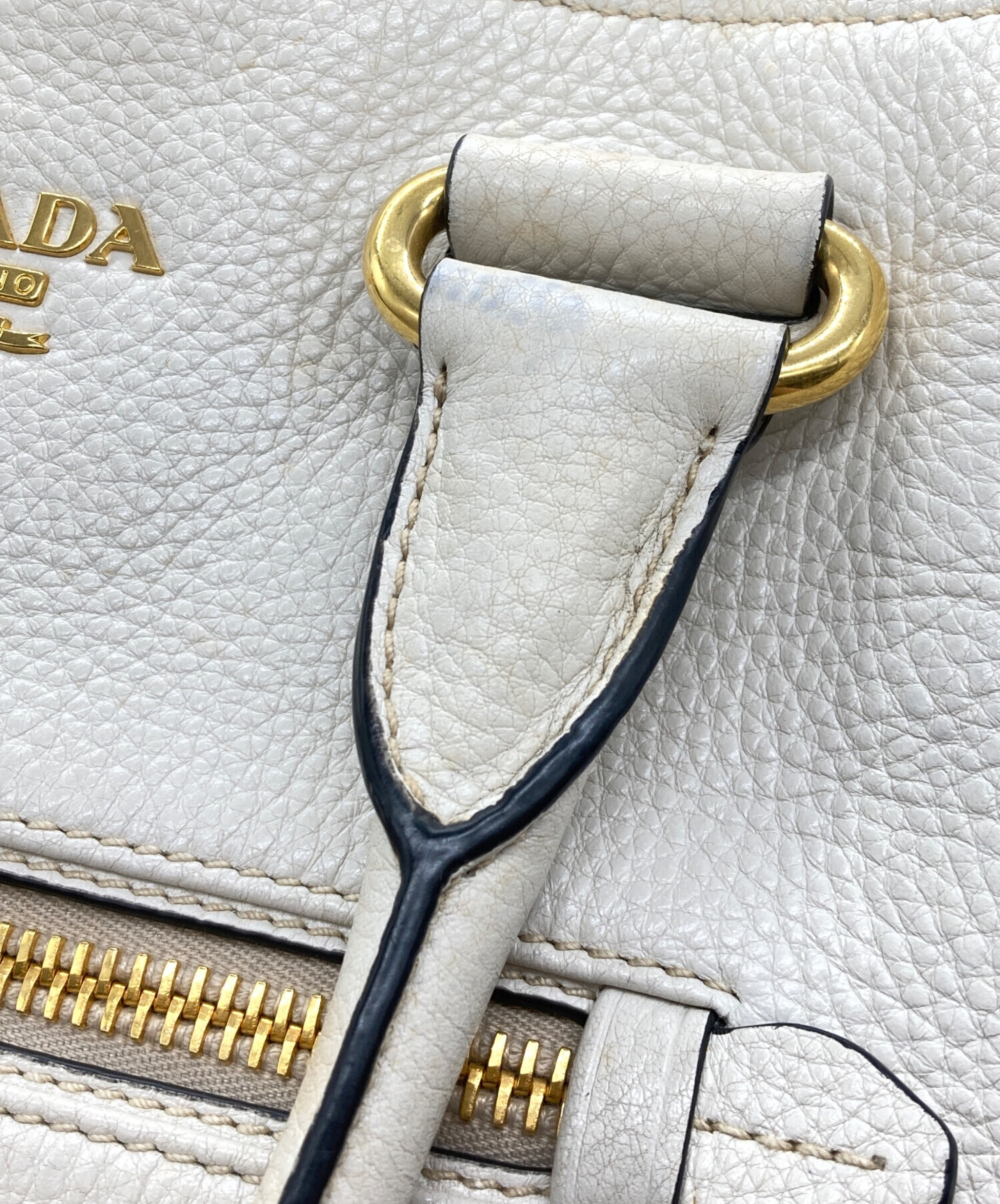 プラダ PRADA ロゴ 2way レザー ショルダーバッグ アイボリー P15626 