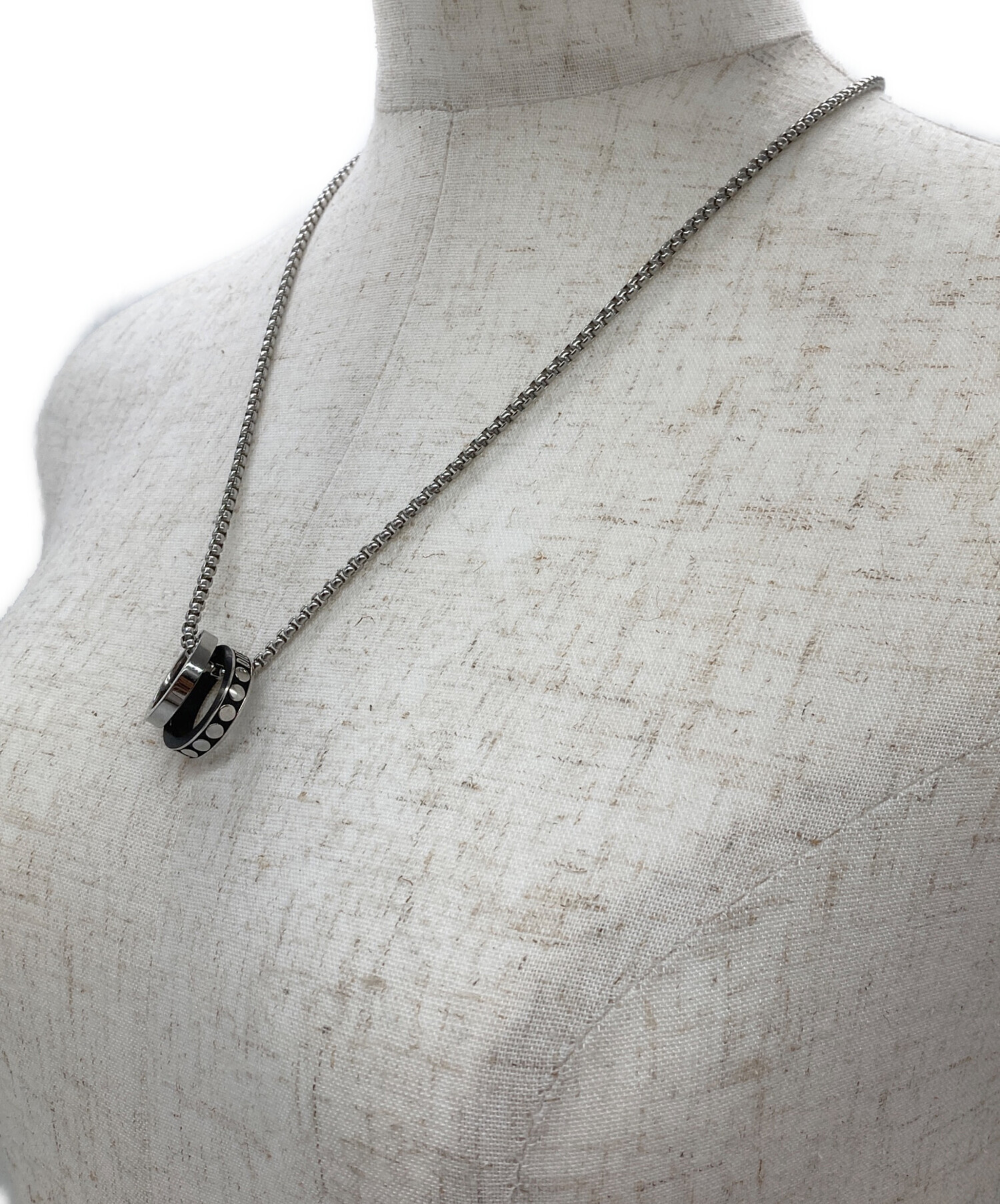 DIESEL リングペンダントネックレス 約60cm 中古・古着通販】DIESEL (ディーゼル) ダブルリングネックレス