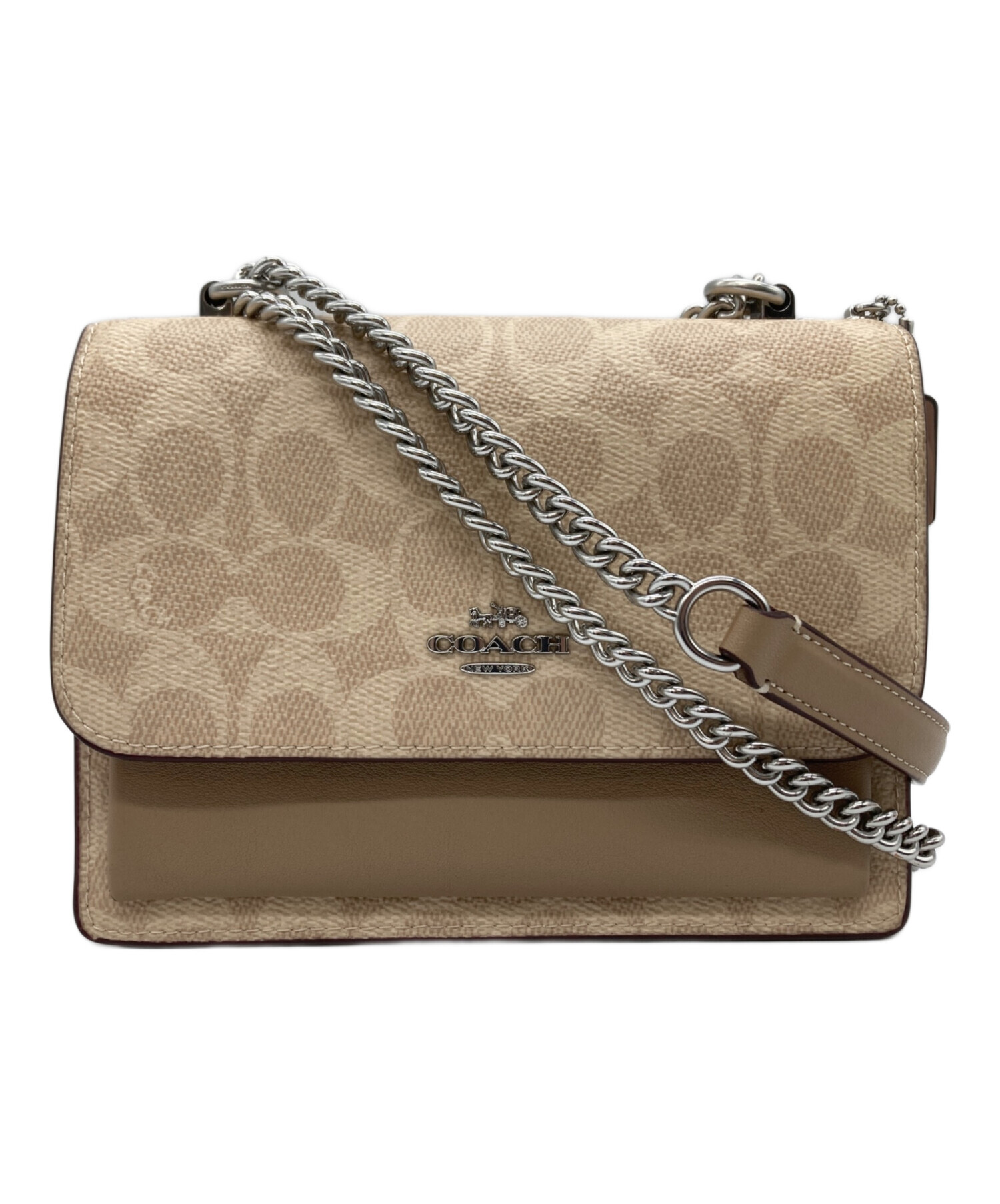 中古・古着通販】COACH (コーチ) チェーンショルダーバッグ ベージュ