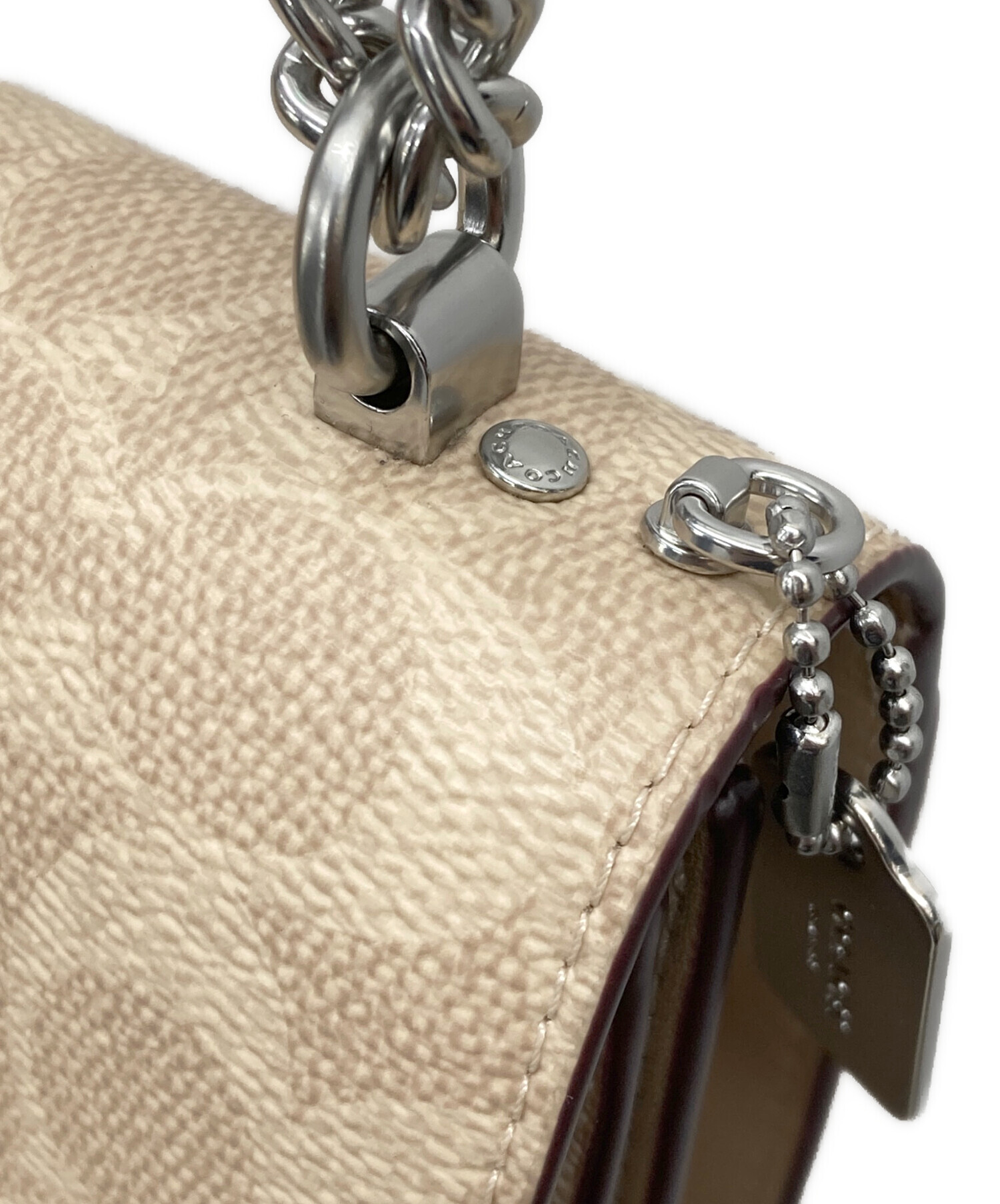 中古・古着通販】COACH (コーチ) チェーンショルダーバッグ ベージュ 