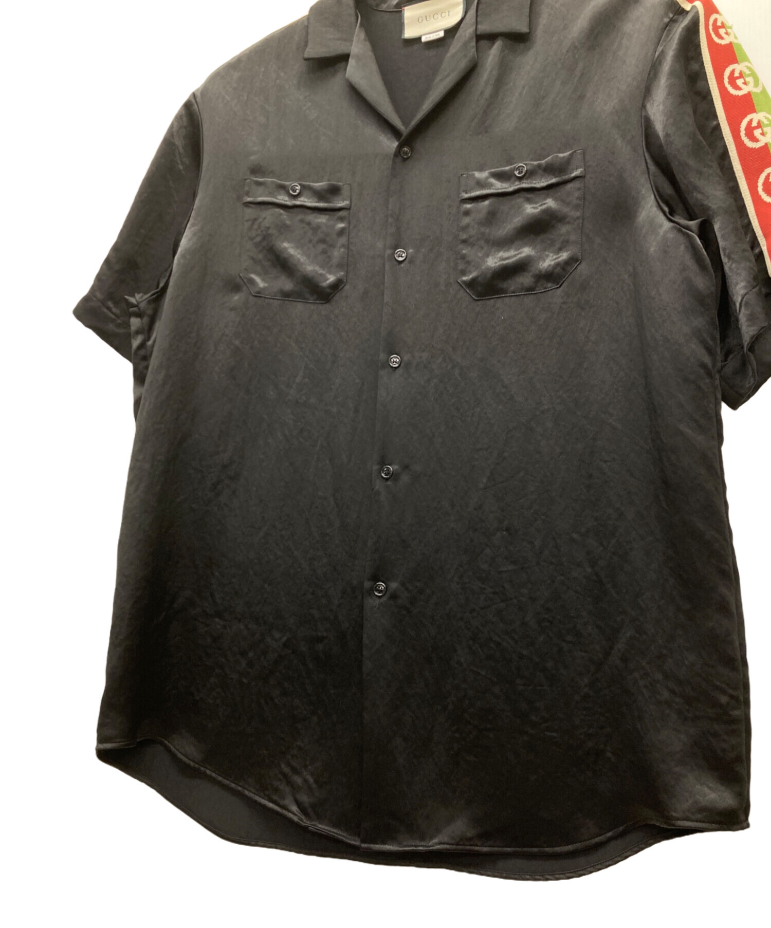 中古・古着通販】GUCCI (グッチ) 開襟半袖シャツ ブラック サイズ:52