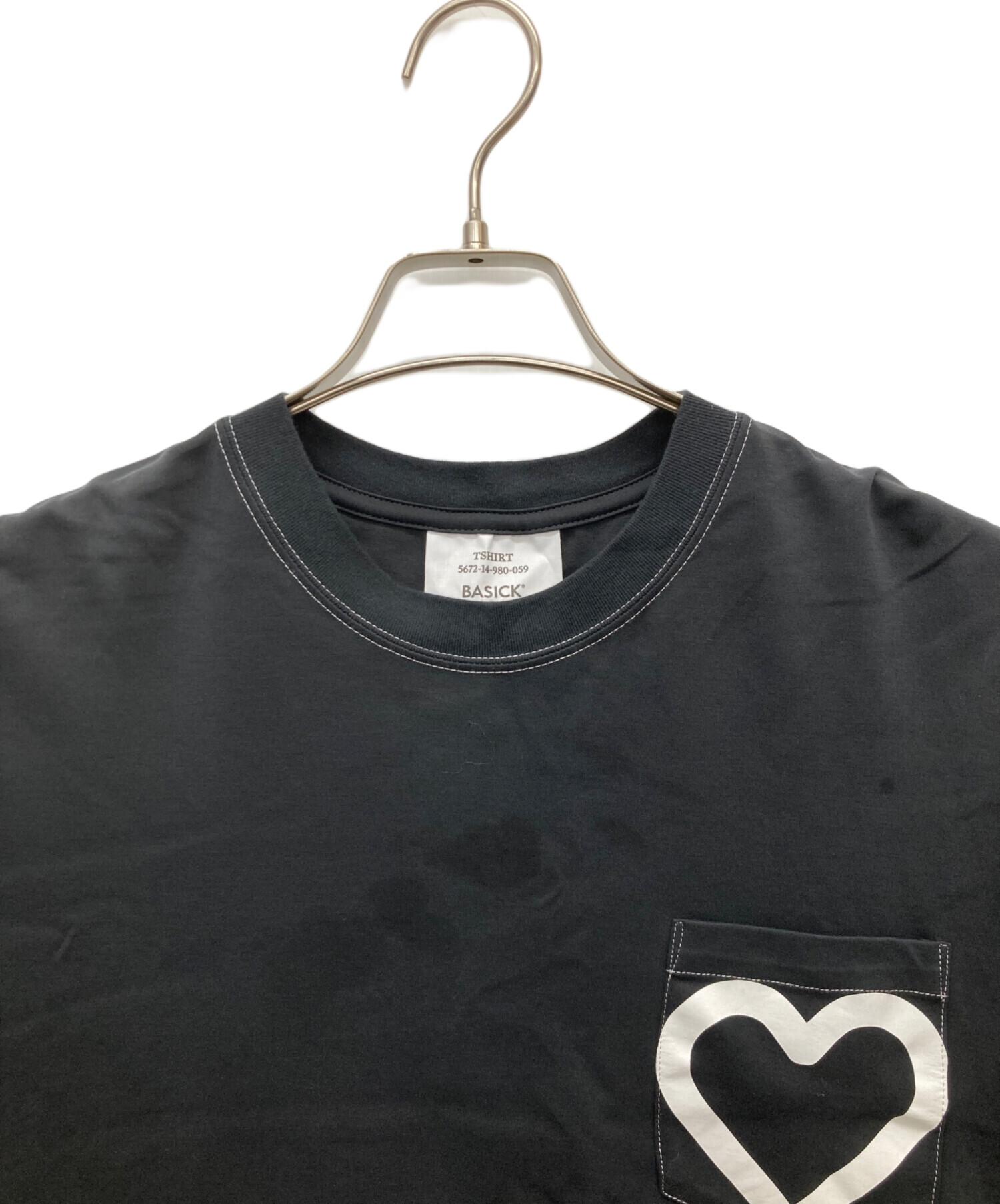 BASICKS ベイシックス Tシャツ・カットソー メンズ 【古着】【中古】 中古・古着通販】BASICK (ベイシックス) ポケットTシャツ ブラック