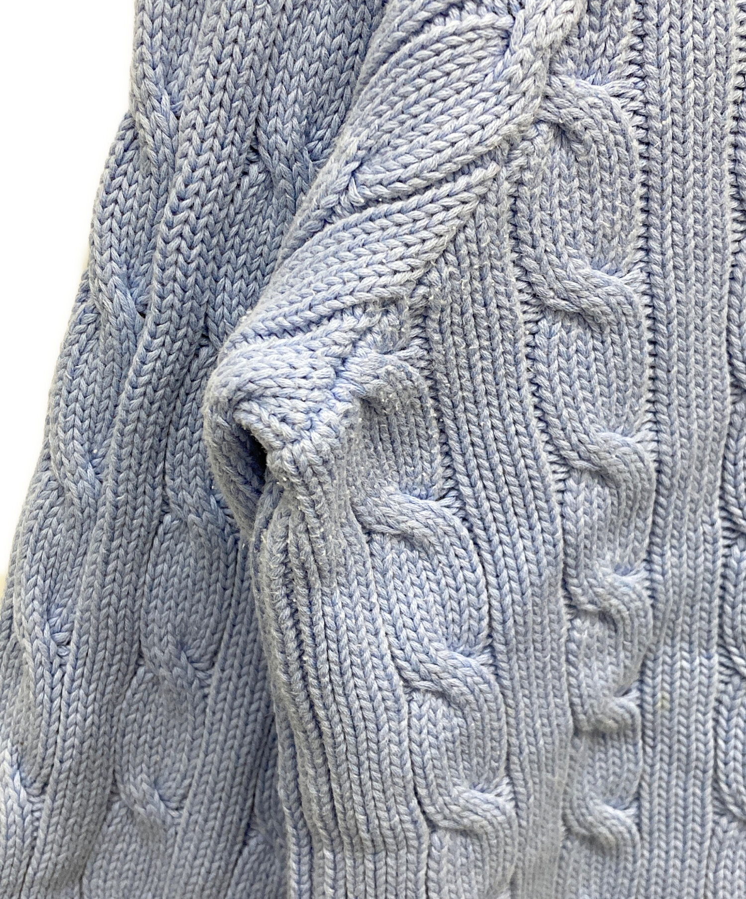 新品未使用　ポロバイラルフローレン　ケーブルニット　L ブルー系　ピマコットン 極美品】ラルフローレンピマコットン100%ケーブル ニット セーター現行