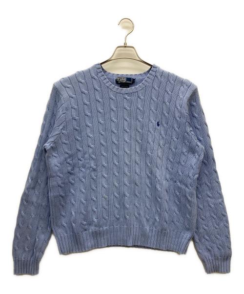 新品未使用　ポロバイラルフローレン　ケーブルニット　L ブルー系　ピマコットン 極美品】ラルフローレンピマコットン100%ケーブル ニット セーター現行