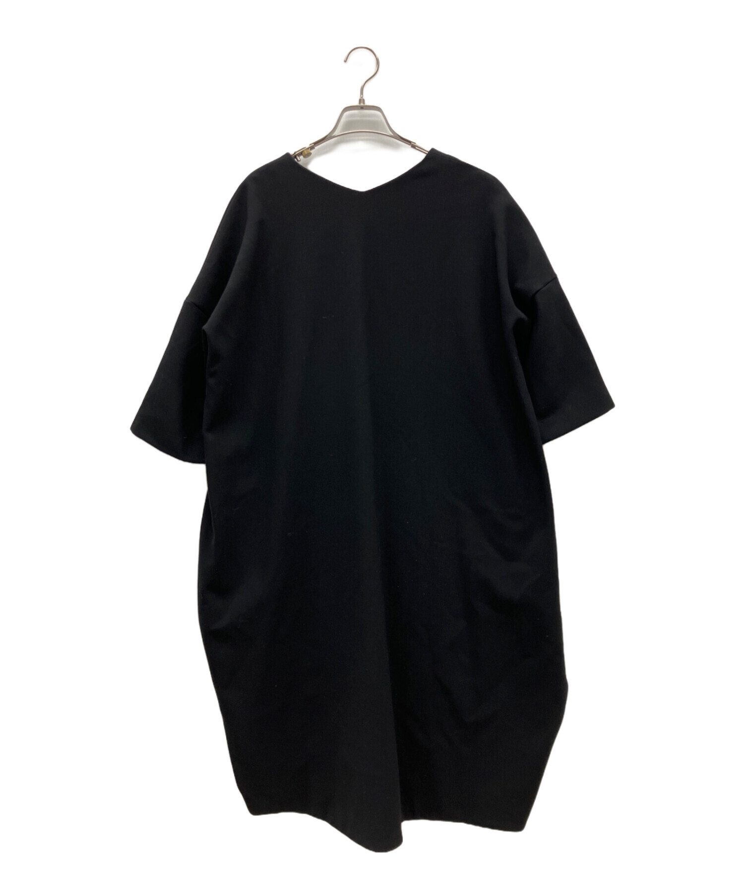 中古・古着通販】ENFOLD (エンフォルド) 半袖ワンピース ブラック