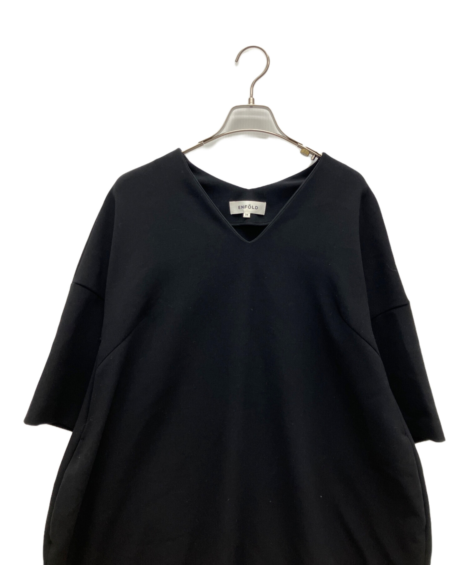 中古・古着通販】ENFOLD (エンフォルド) 半袖ワンピース ブラック