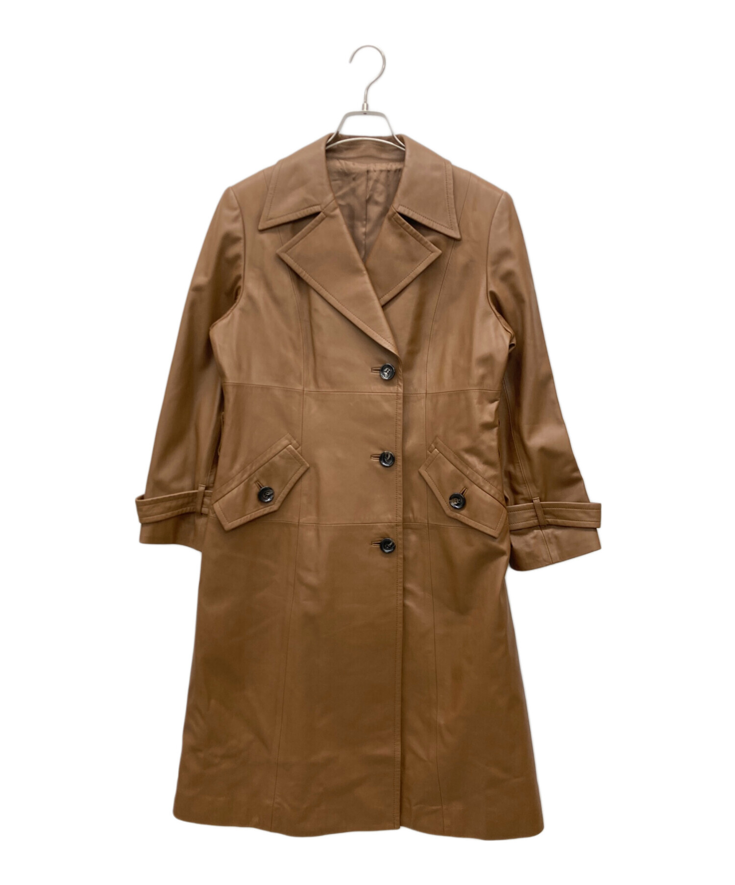 中古・古着通販】Leilian (レリアン) レザーコート ブラウン サイズ