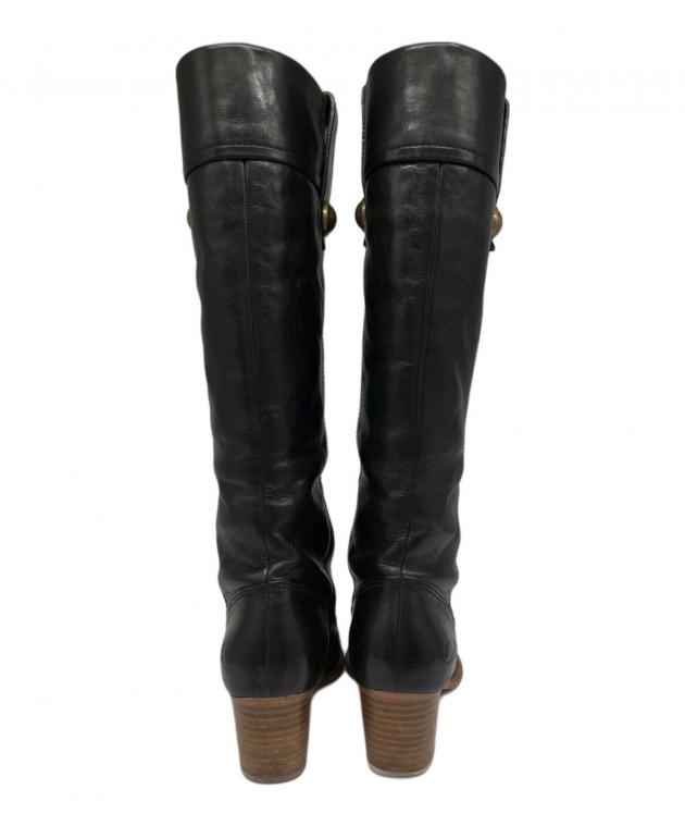 送料込み☆COACH ブラックレザーブーツ 中古・古着通販】COACH (コーチ) レザーブーツ ブラック サイズ:6.5