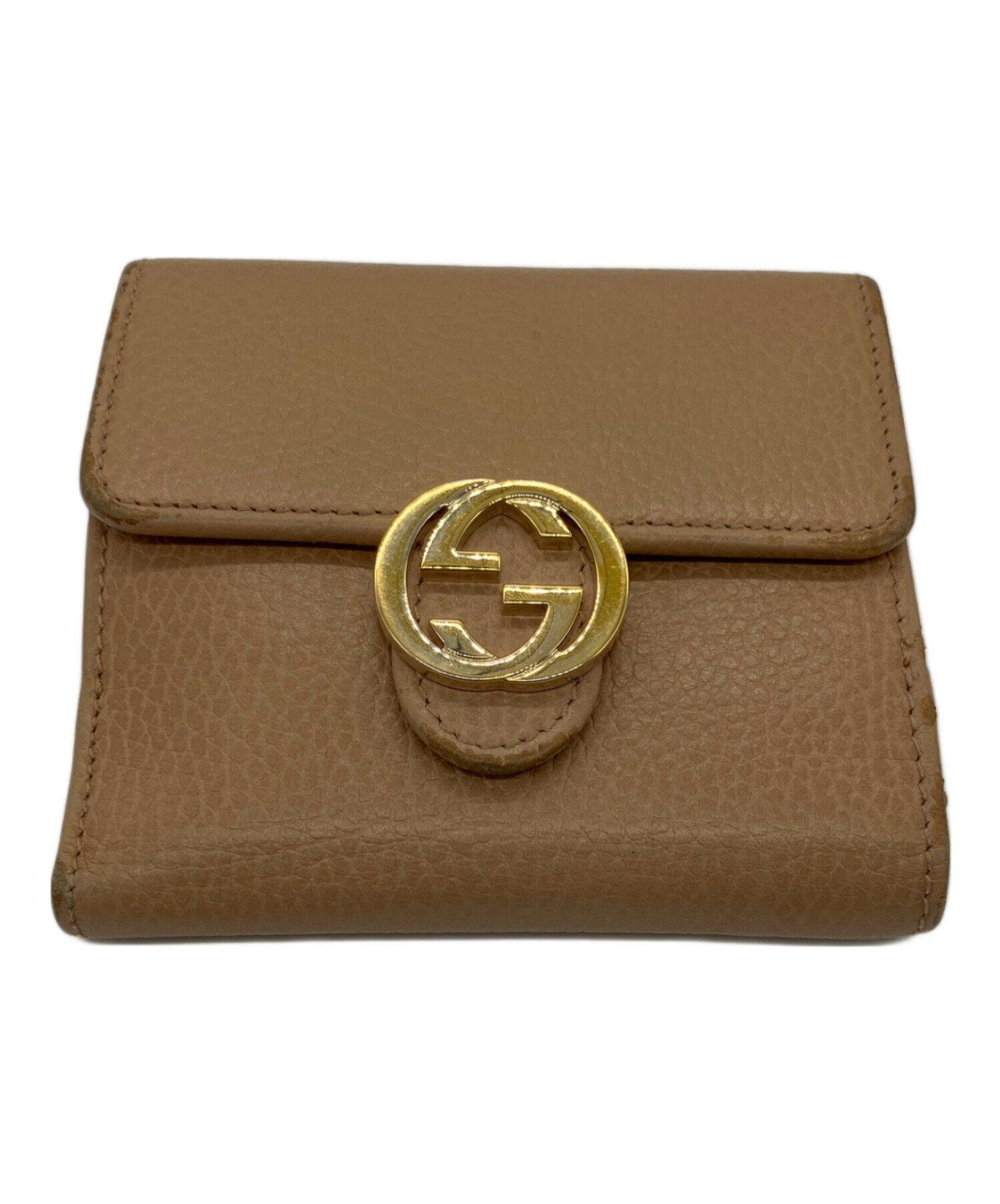 グッチ　財布　二つ折り　ベージュ 中古・古着通販】GUCCI (グッチ) 2つ折り財布 ベージュ｜ブランド
