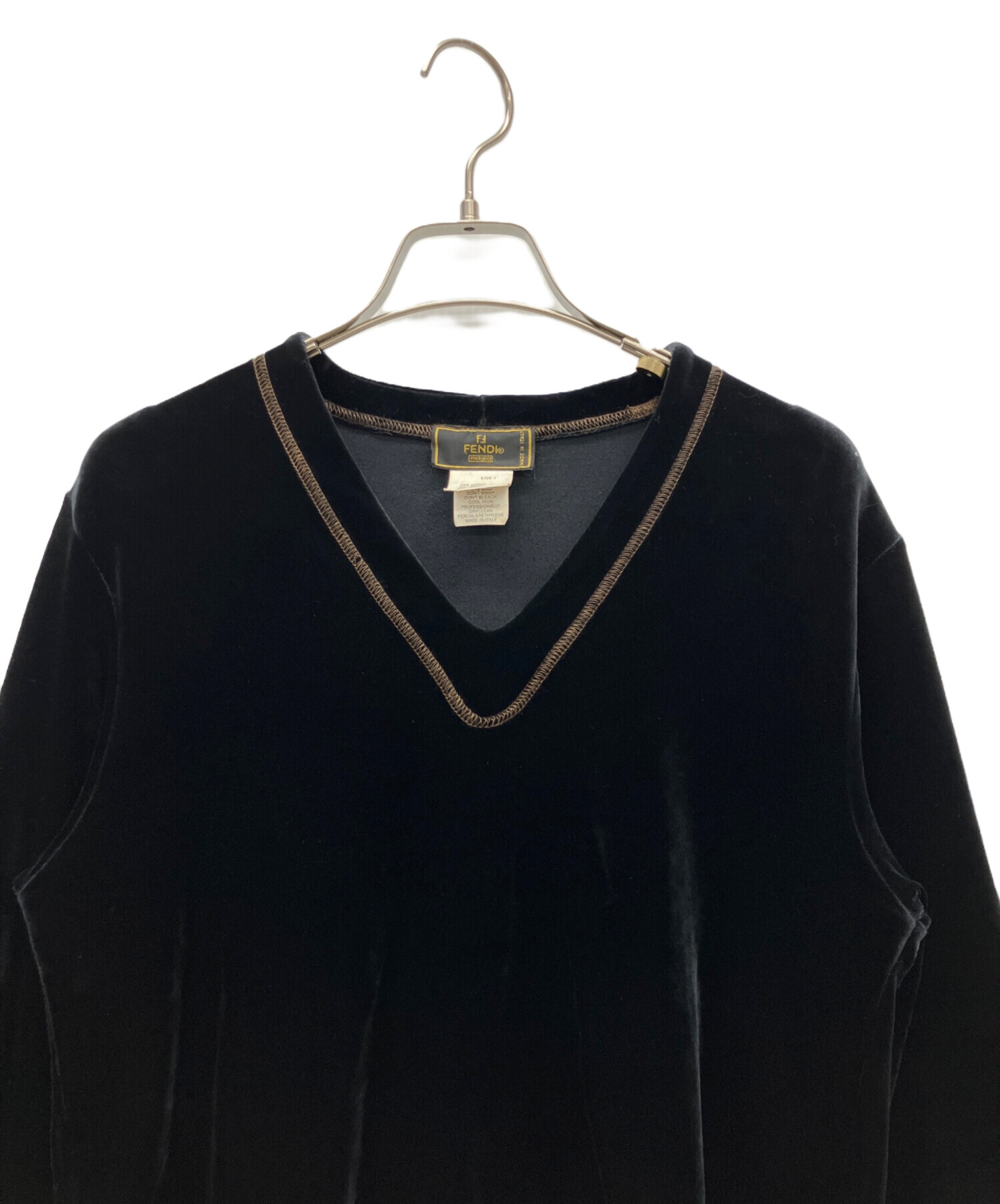 FENDIベルベットカットソー 中古・古着通販】FENDI (フェンディ) ベロアカットソー ネイビー