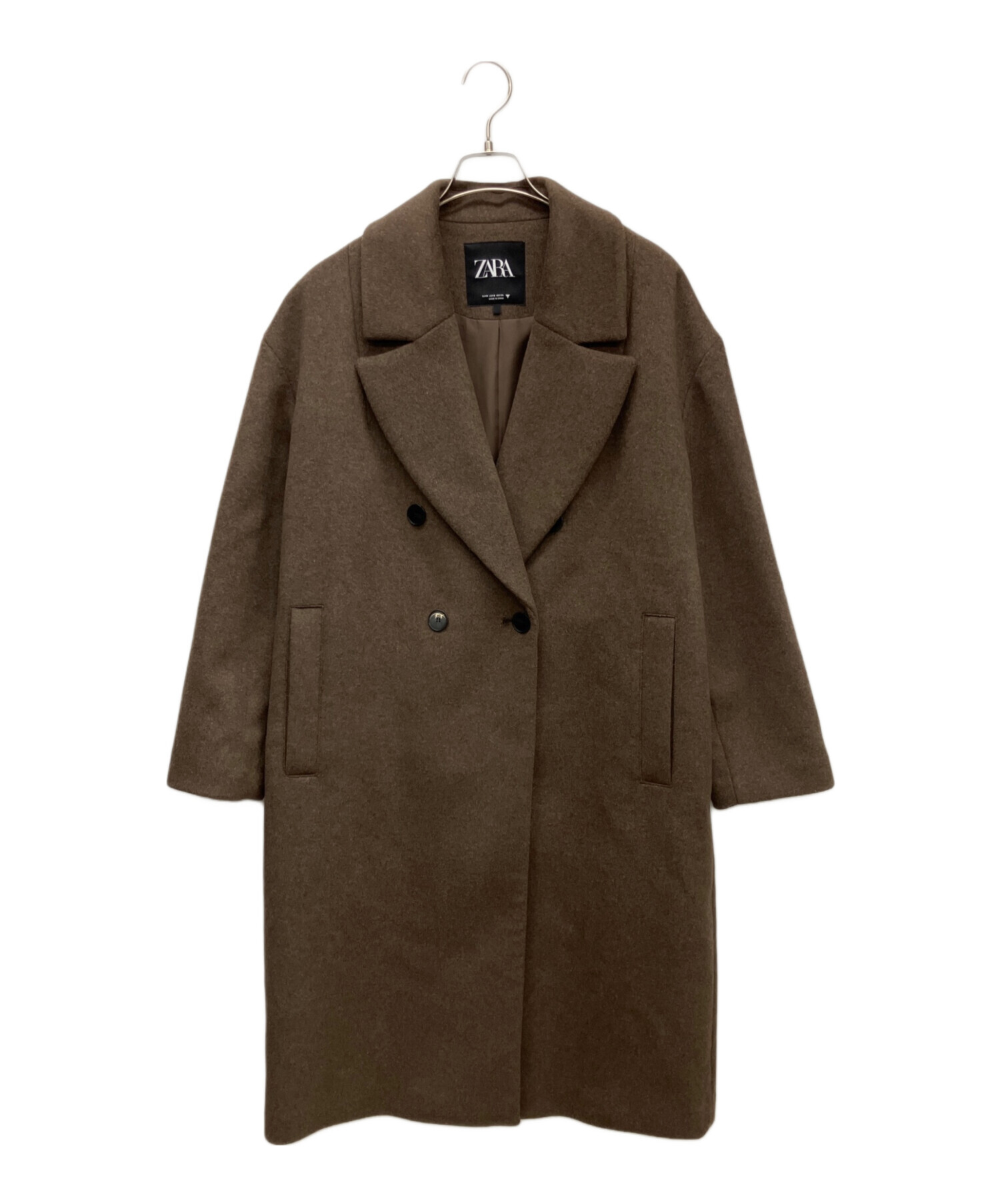 【新品未使用】ZARA オーバーサイズフィットコート　L サンド/ブラウン 中古・古着通販】ZARA (ザラ) ダブルブレストチェスターウールコート
