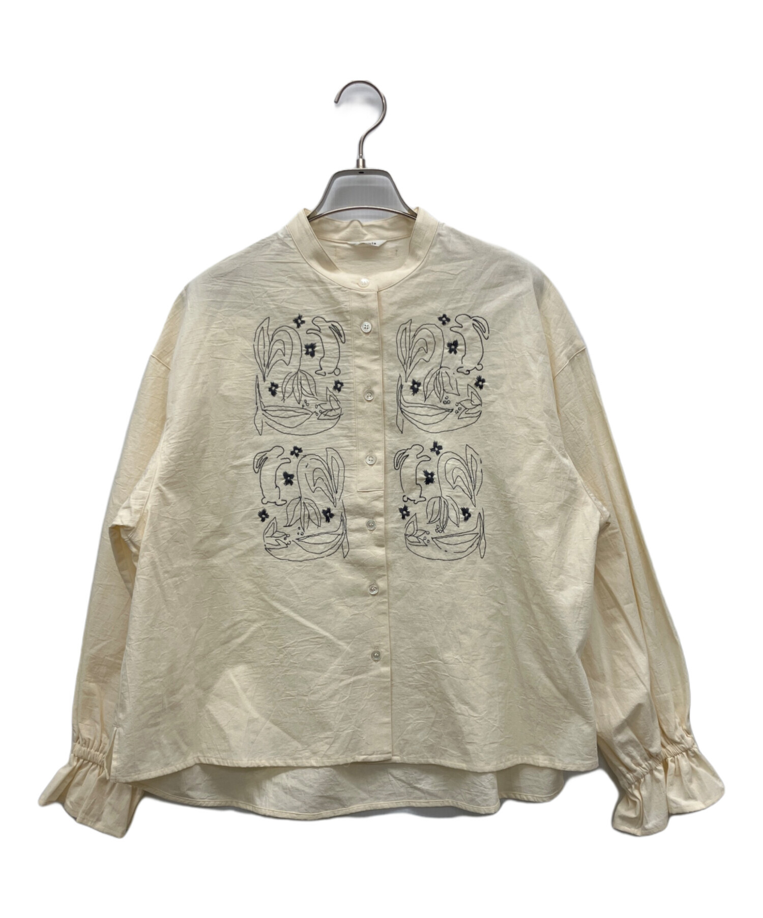 中古・古着通販】haupia (ハウピア) バンドカラーシャツ ベージュ 