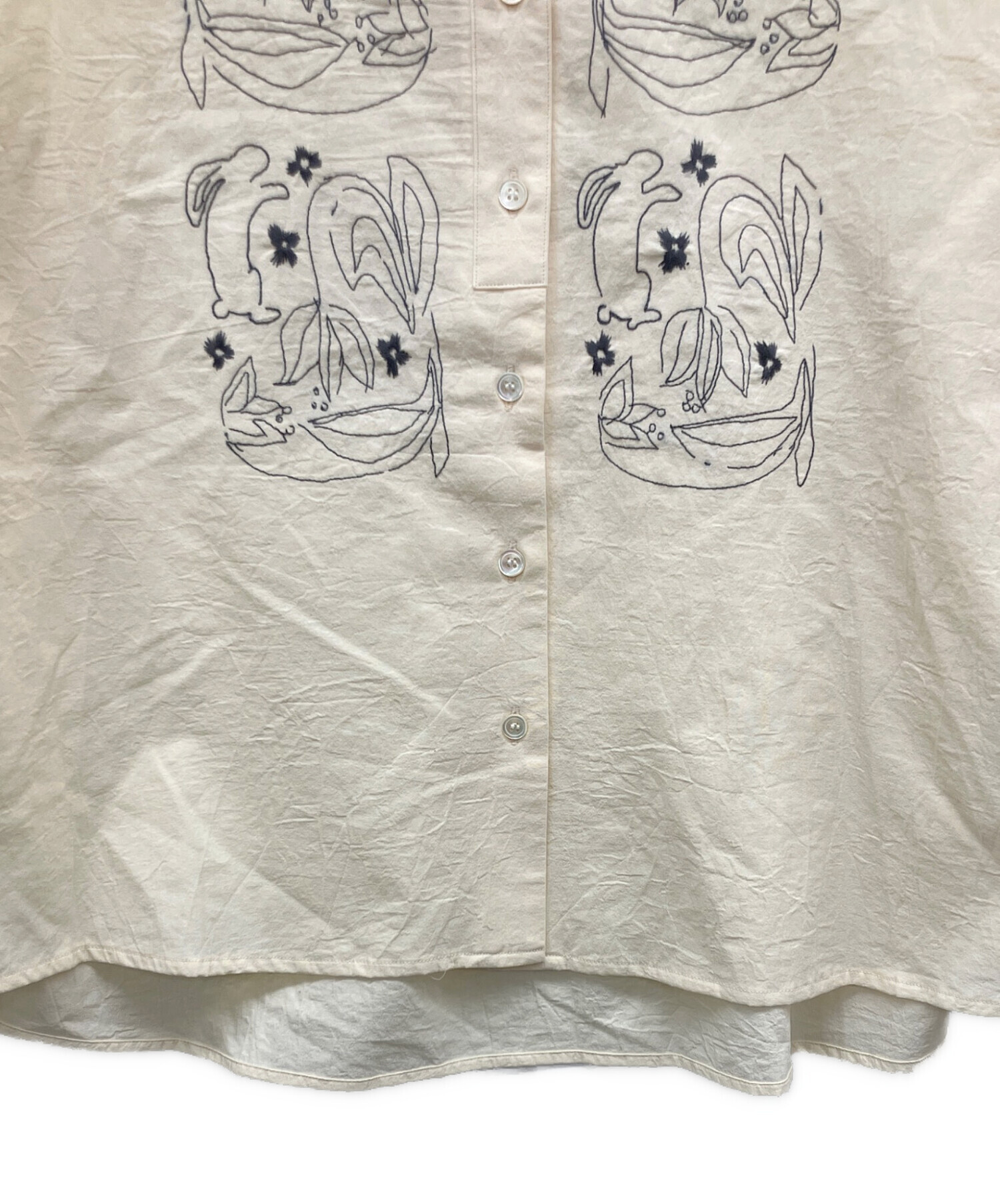 中古・古着通販】haupia (ハウピア) バンドカラーシャツ ベージュ