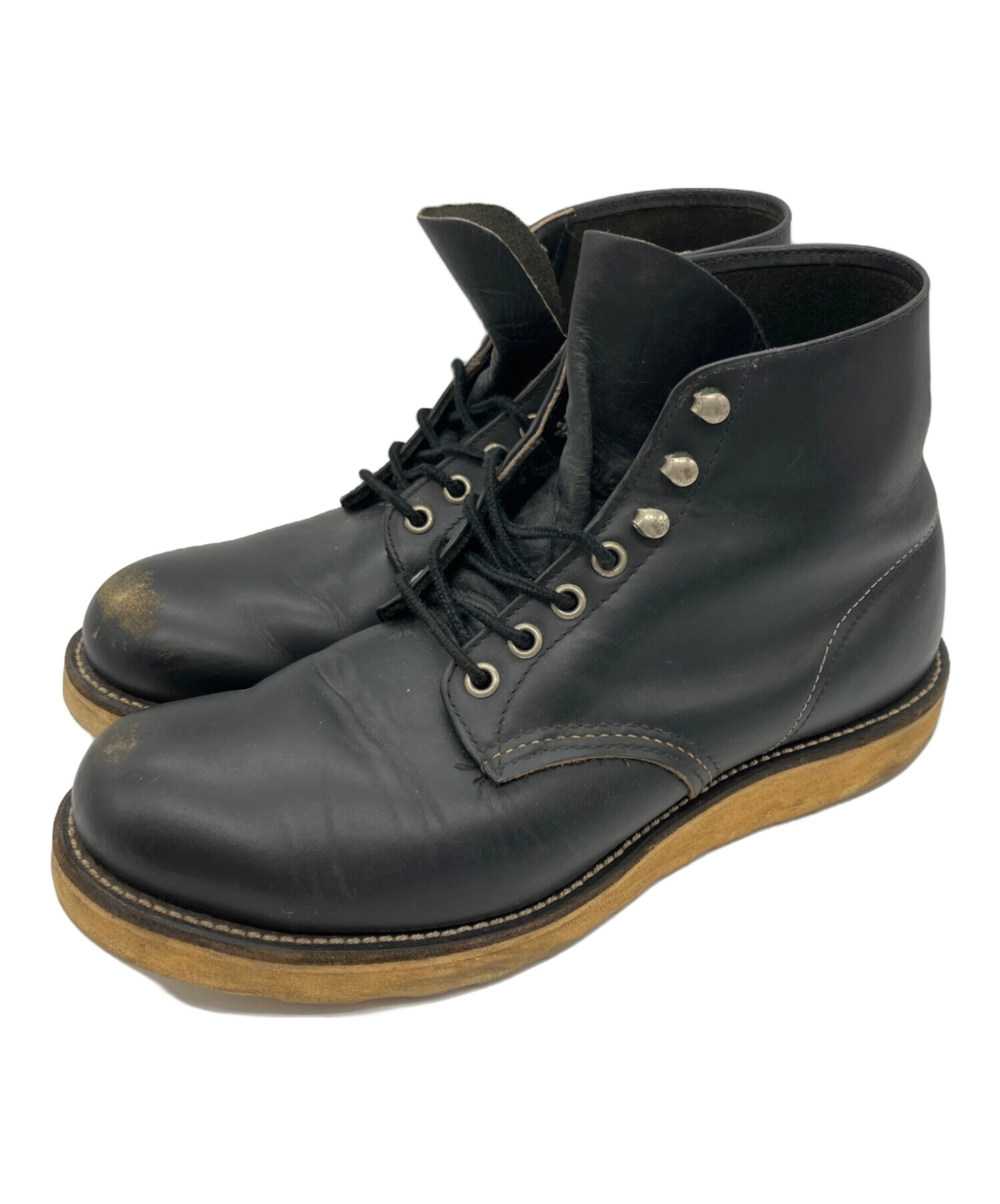 RED WING ブラックレザー ブーツ 中古・古着通販】RED WING (レッドウィング) レザーブーツ ブラック