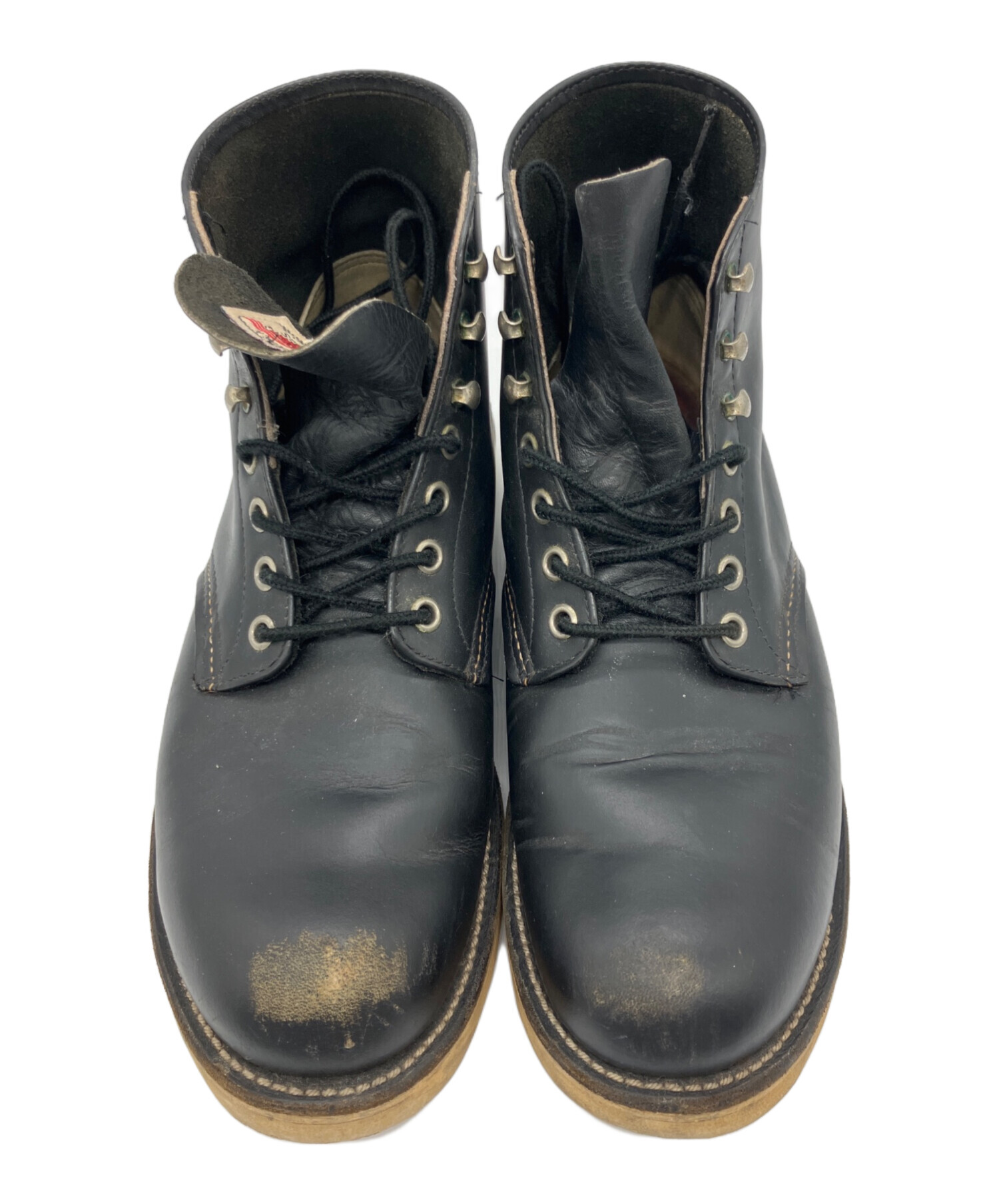 RED WING ブラックレザー ブーツ 中古・古着通販】RED WING (レッドウィング) レザーブーツ ブラック