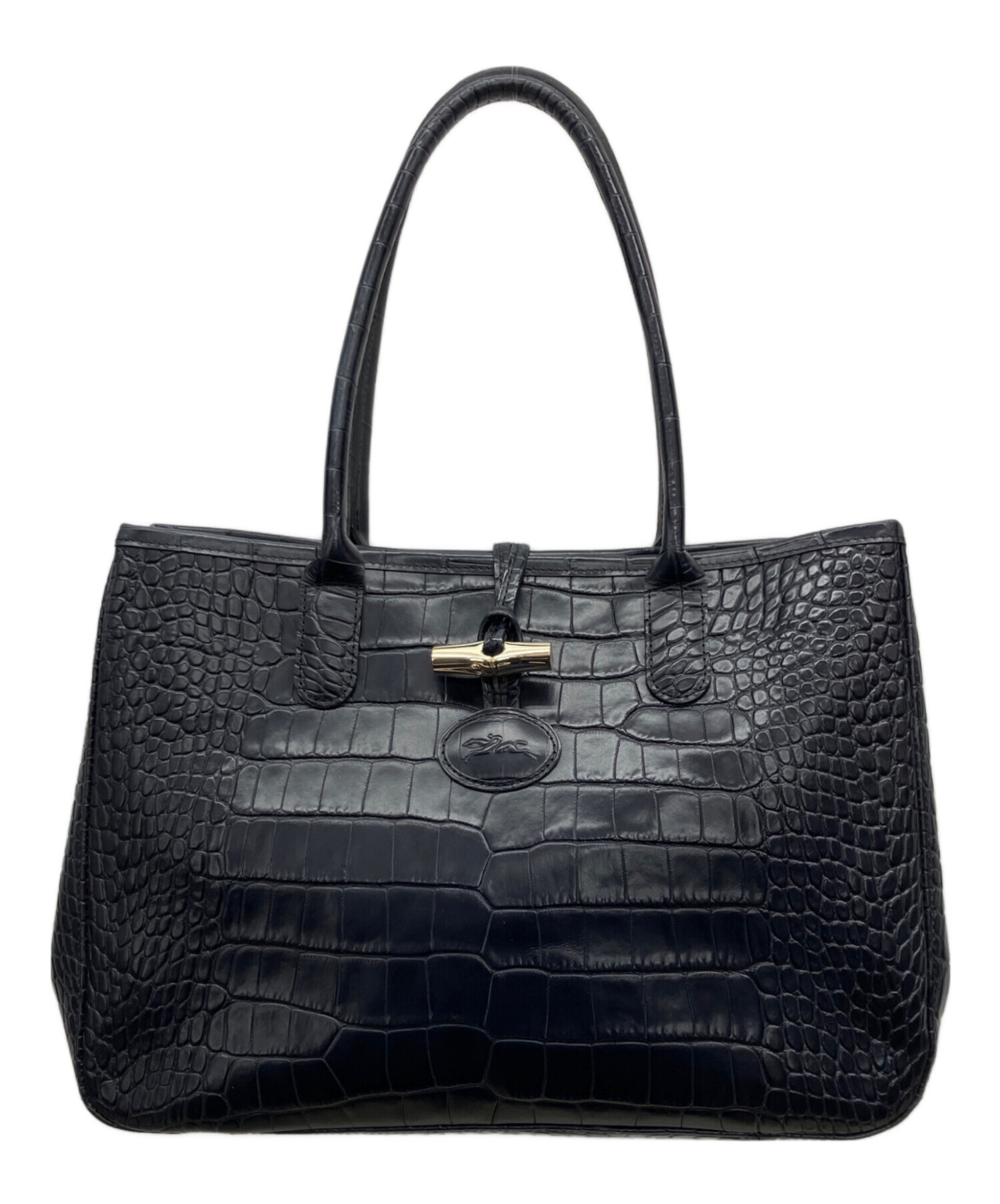 ○超美品○Longchamp ロンシャン○ロゴ型押し○クロコダイル 型押し 