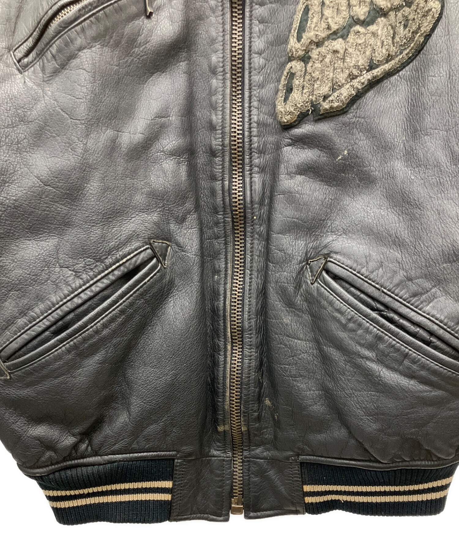 【レア】AVIREX ブラック牛革レザージャケット M 中古・古着通販】AVIREX (アヴィレックス) 90'sレザージャケット