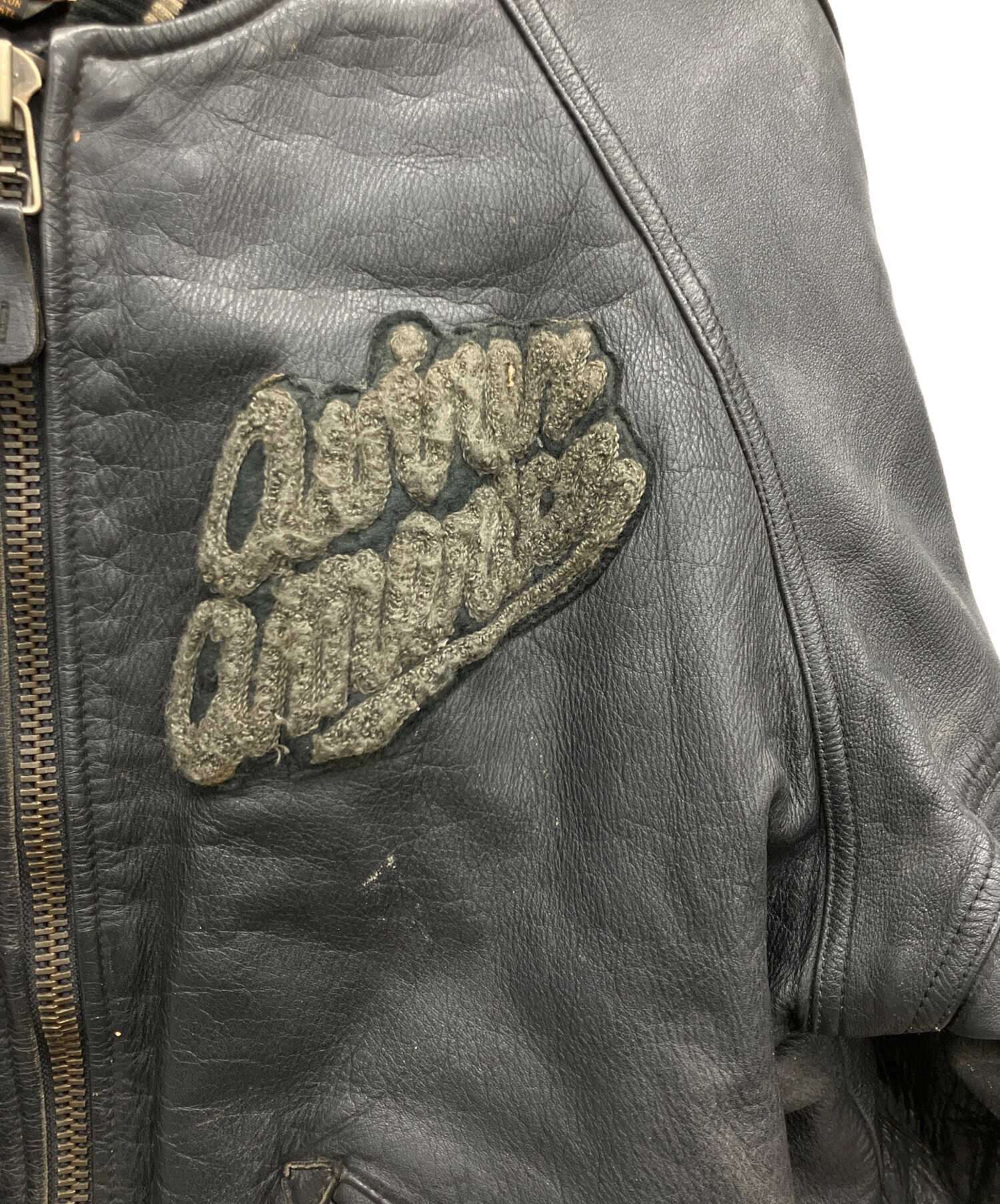 AVIREX グレー レザージャケット M 中古・古着通販】AVIREX (アヴィレックス) 90'sレザージャケット