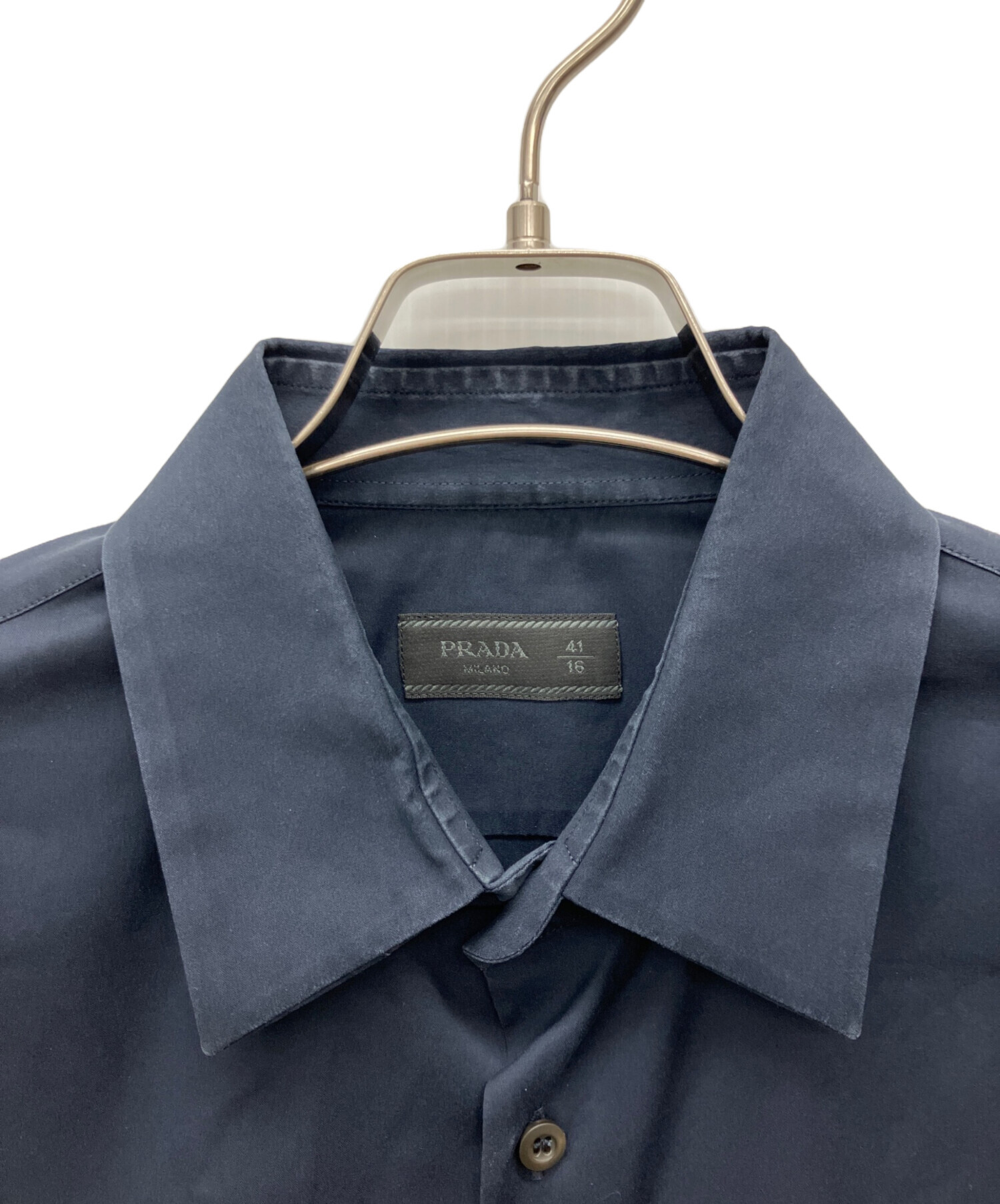 中古・古着通販】PRADA (プラダ) 長袖シャツ ネイビー サイズ:41/16