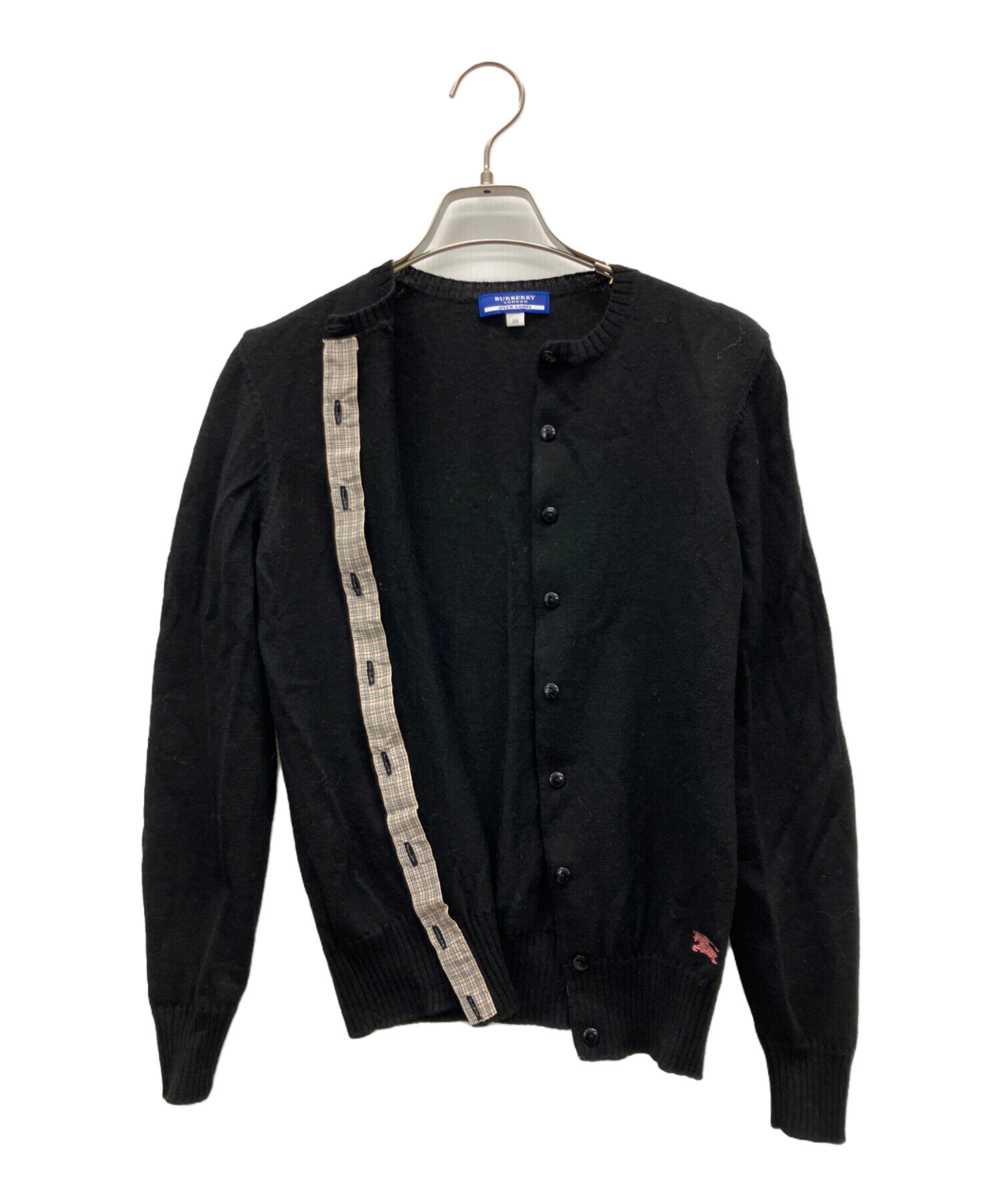 【美品】バーバリーブルーレーベルレーベル カーディガン 黒 ロゴ 38 M 中古・古着通販】BURBERRY BLUE LABEL (バーバリー ブルー レーベル