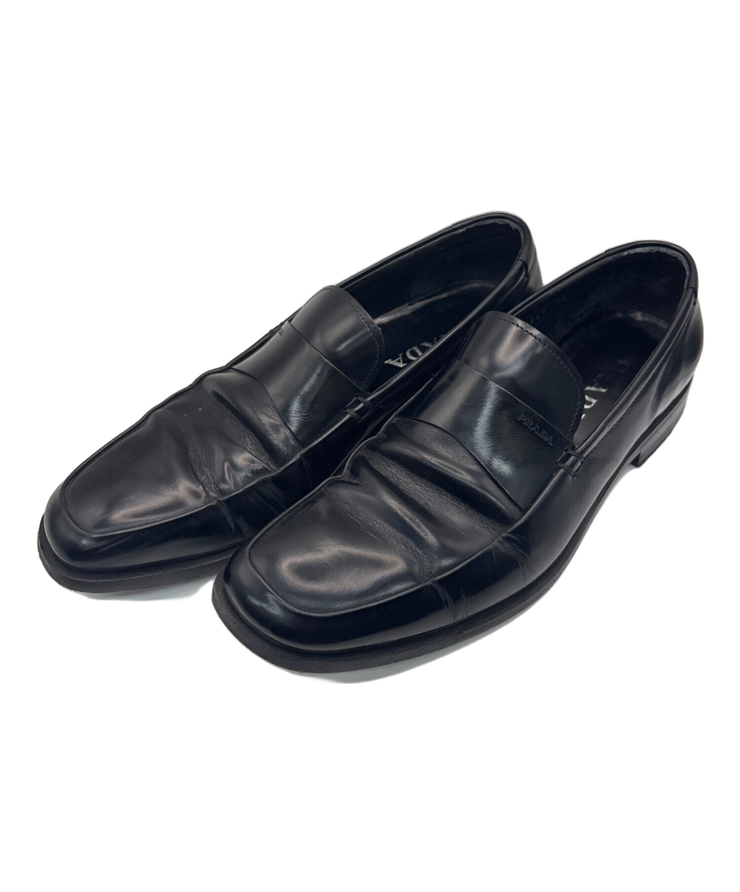 PRADA ブラック ローファー 中古・古着通販】PRADA (プラダ) ローファー ブラック サイズ:7 1/2