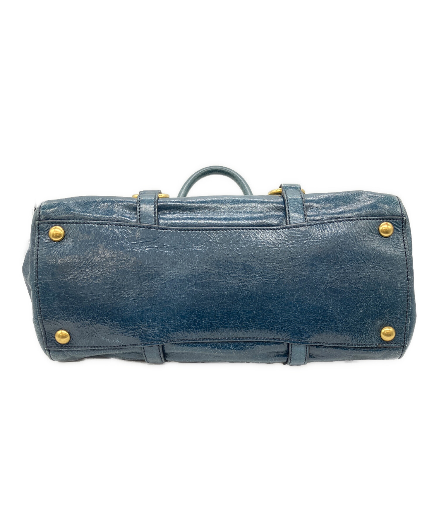 中古・古着通販】MIU MIU (ミュウミュウ) レザーハンドバッグ ネイビー