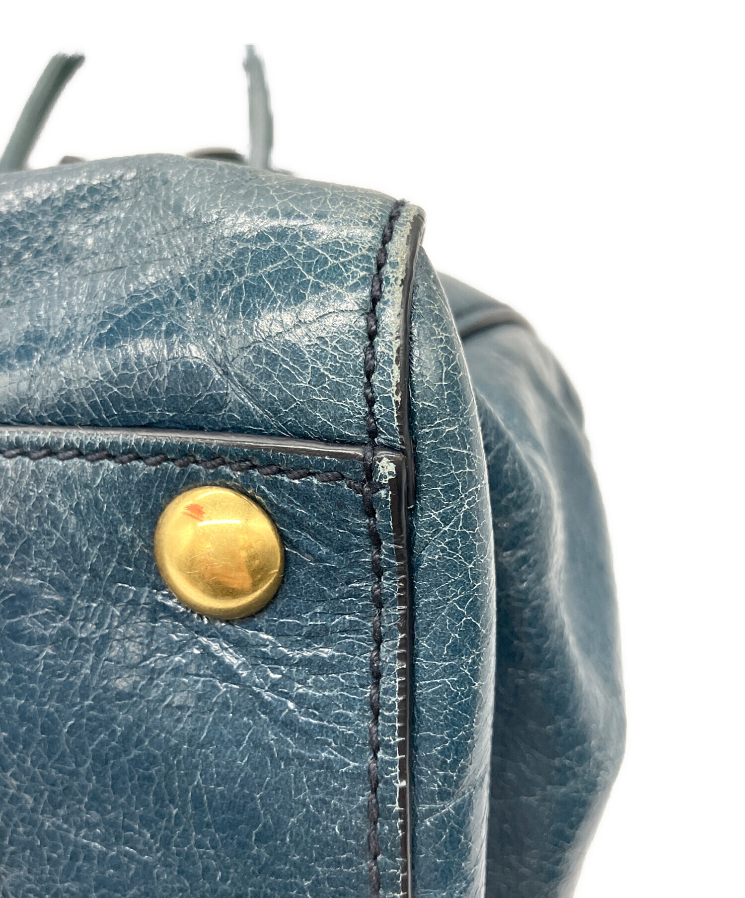 中古・古着通販】MIU MIU (ミュウミュウ) レザーハンドバッグ ネイビー