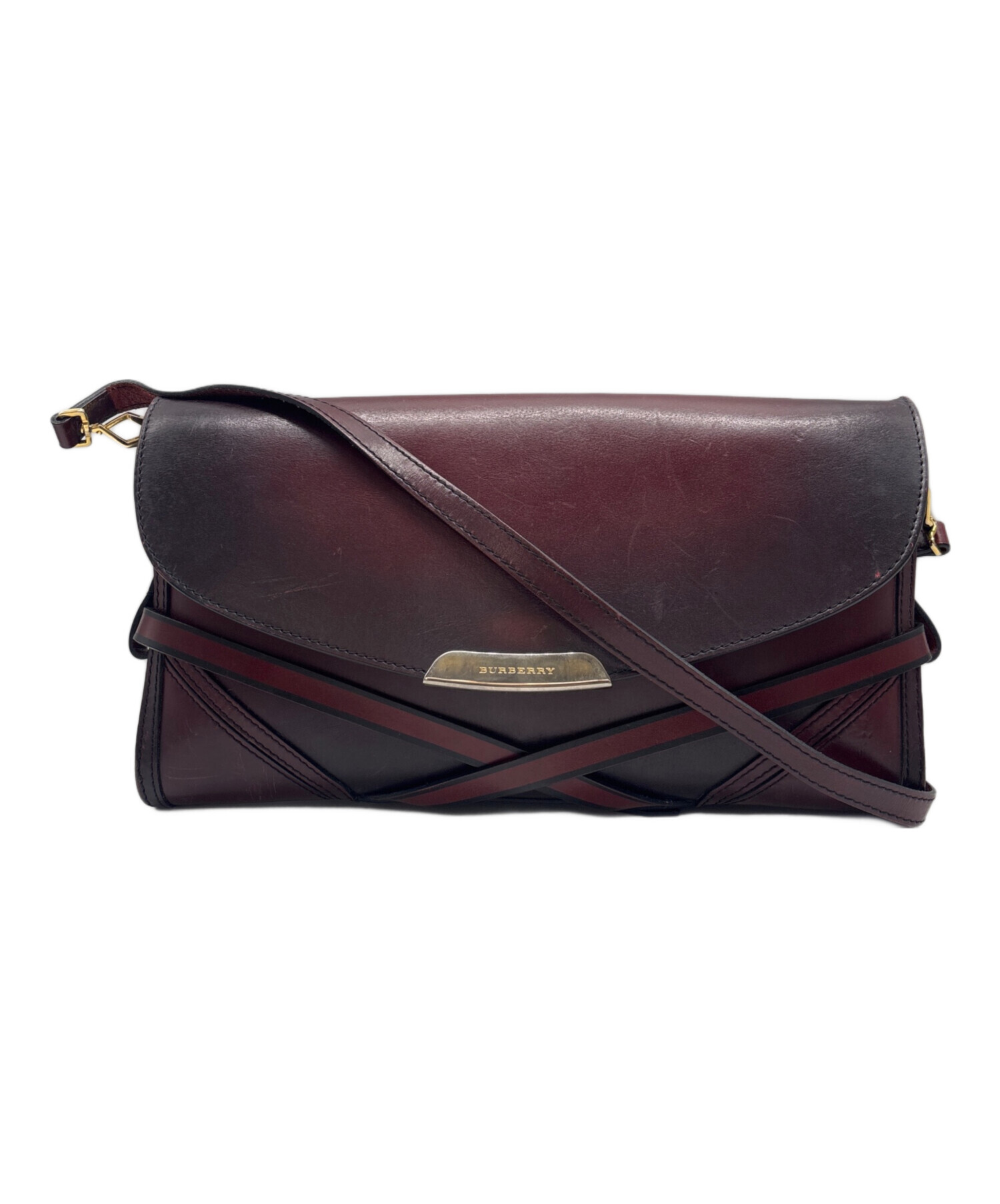 中古・古着通販】BURBERRY (バーバリー) ショルダーバッグ ワイン 中古・古着通販】BURBERRY (バーバリー) ショルダーバッグ ワイン