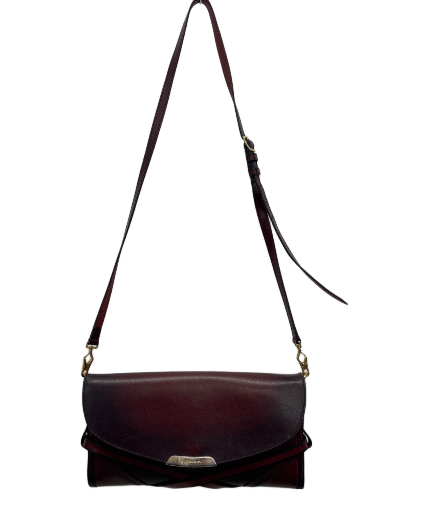 【希少 高級◎】バーバリー ショルダーバッグ 2way 斜め掛け 本革 廃盤品 中古・古着通販】BURBERRY (バーバリー) ショルダーバッグ ワイン