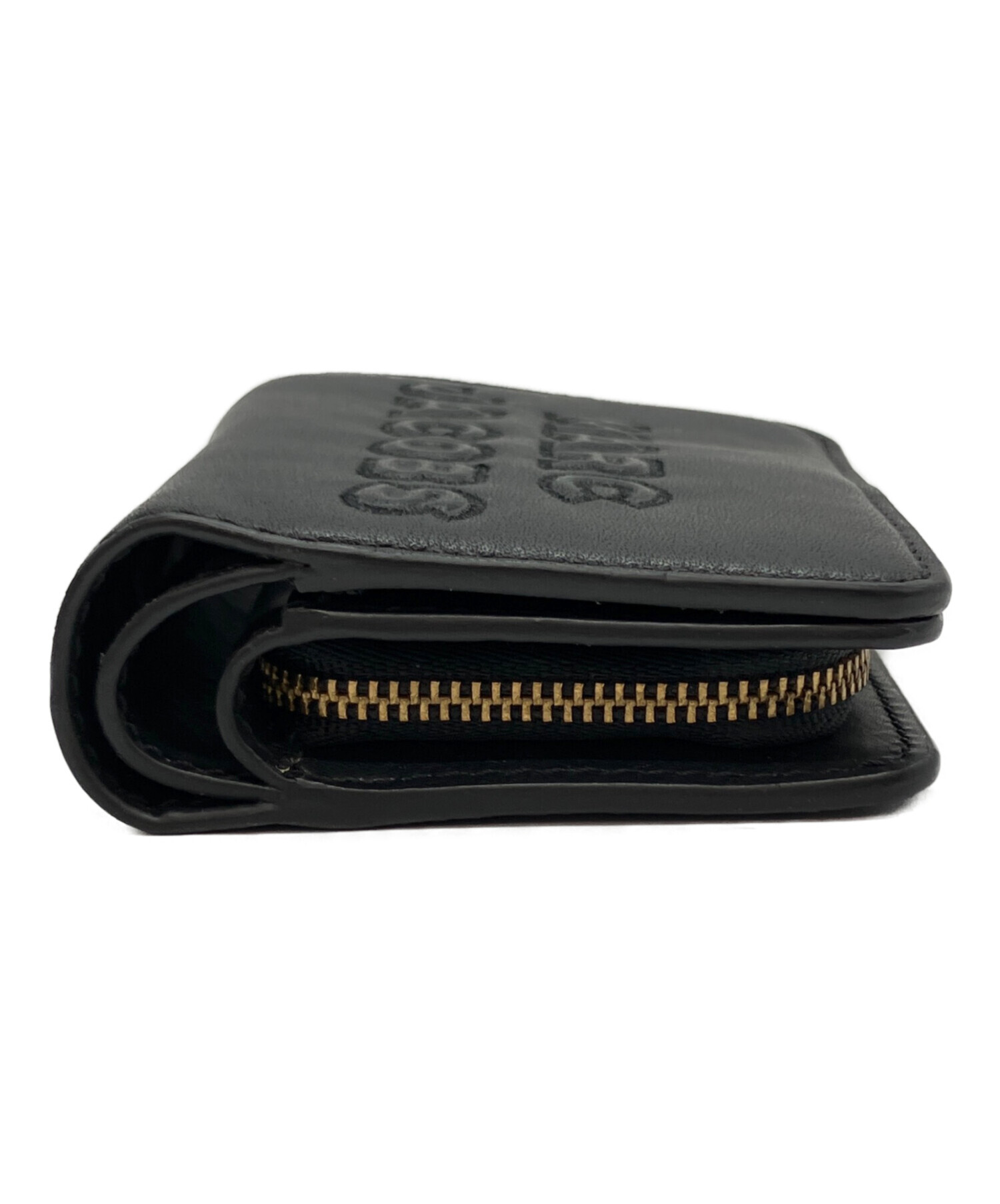 マークジェイコブス 二つ折り財布 ゴールド ブラック 中古・古着通販】MARC JACOBS (マークジェイコブス) 2つ折り財布