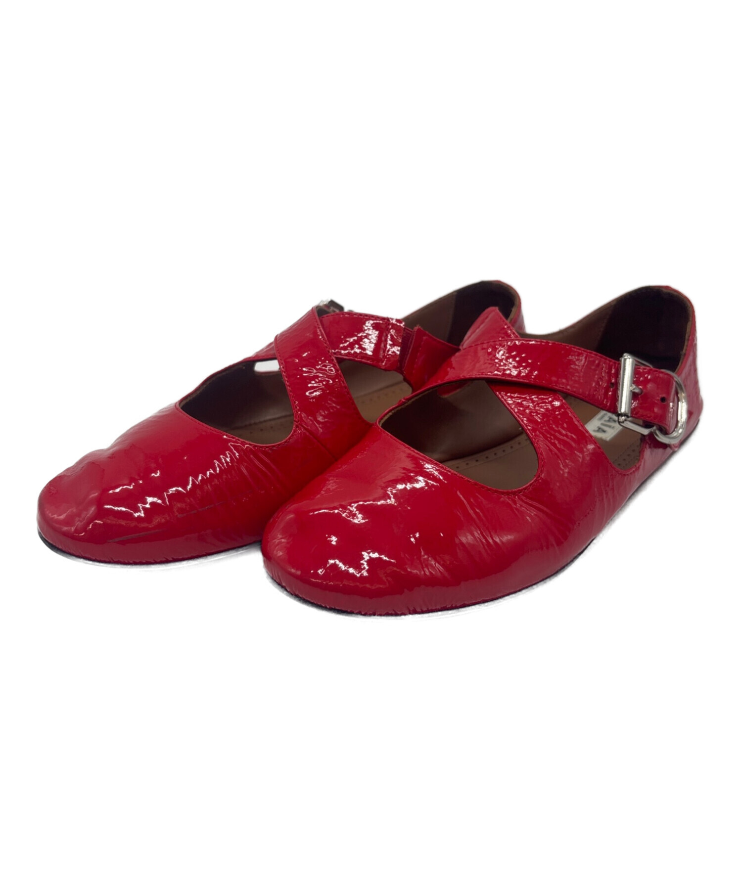 中古・古着通販】ALAIA (アライア) パテントレザー クロス フラット 