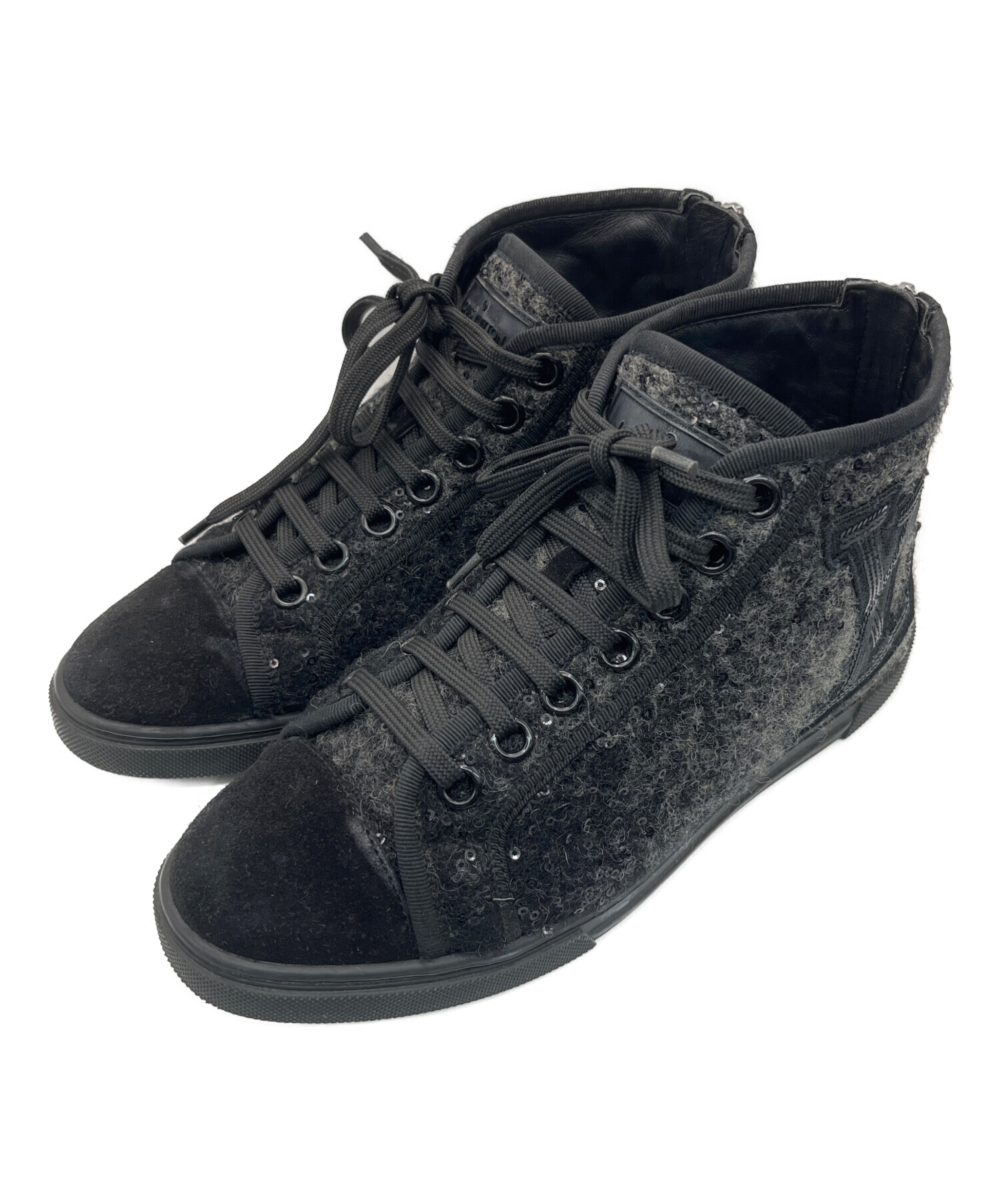 Louis Vuitton 黒 ハイカットスニーカー サイズ8 中古・古着通販】LOUIS VUITTON (ルイ ヴィトン) ハイカットスニーカー