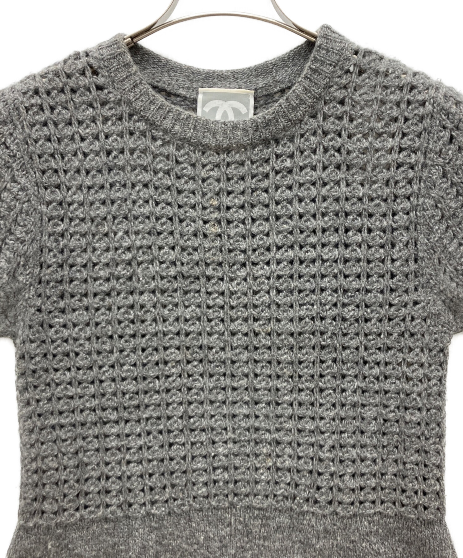 中古・古着通販】CHANEL (シャネル) 半袖ワンピース グレー サイズ:38