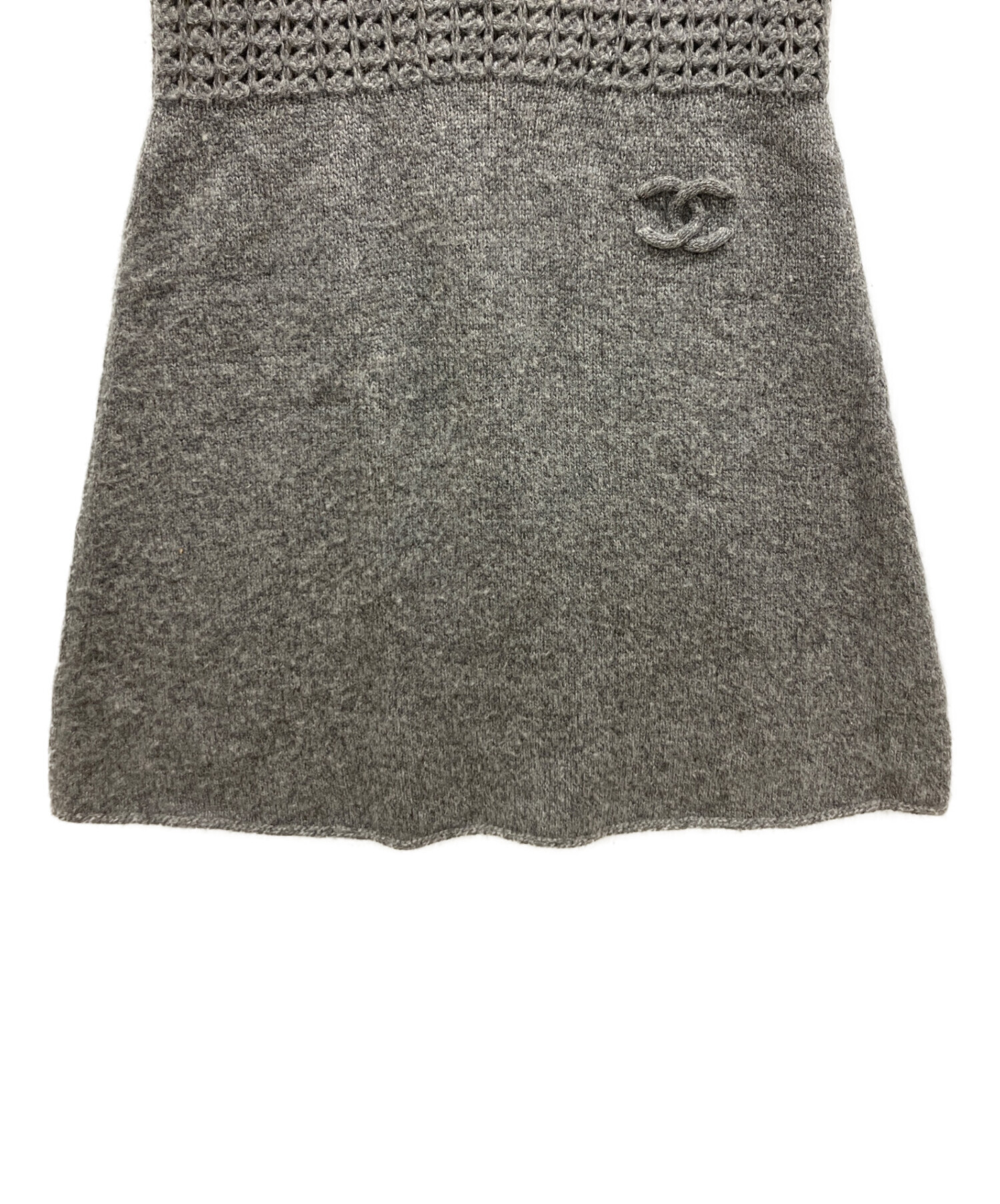 中古・古着通販】CHANEL (シャネル) 半袖ワンピース グレー サイズ:38