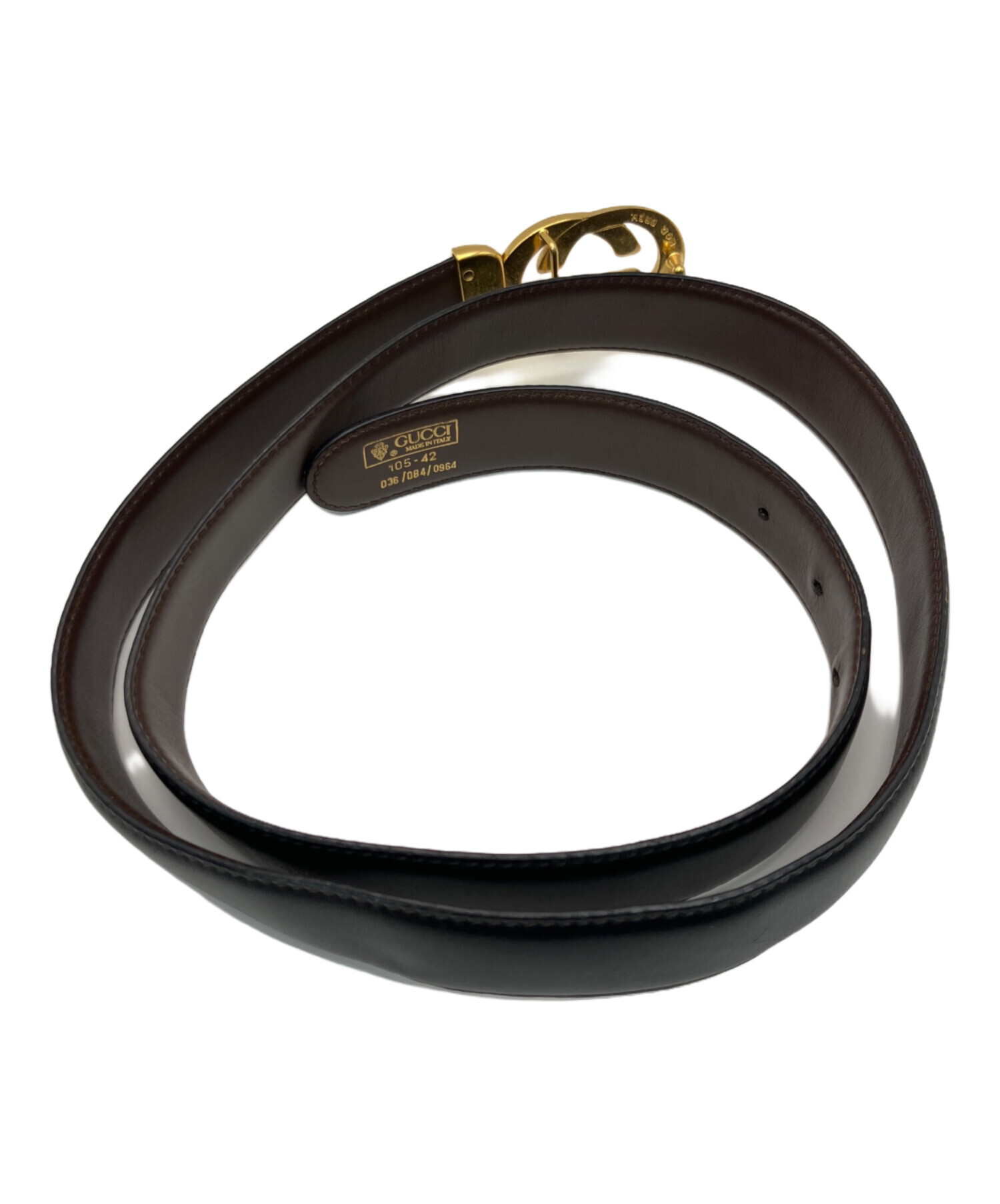 グッチ レザーベルト ABランク 鑑定済み正規品 本革 中古・古着通販】GUCCI (グッチ) レザーベルト ブラック｜ブランド