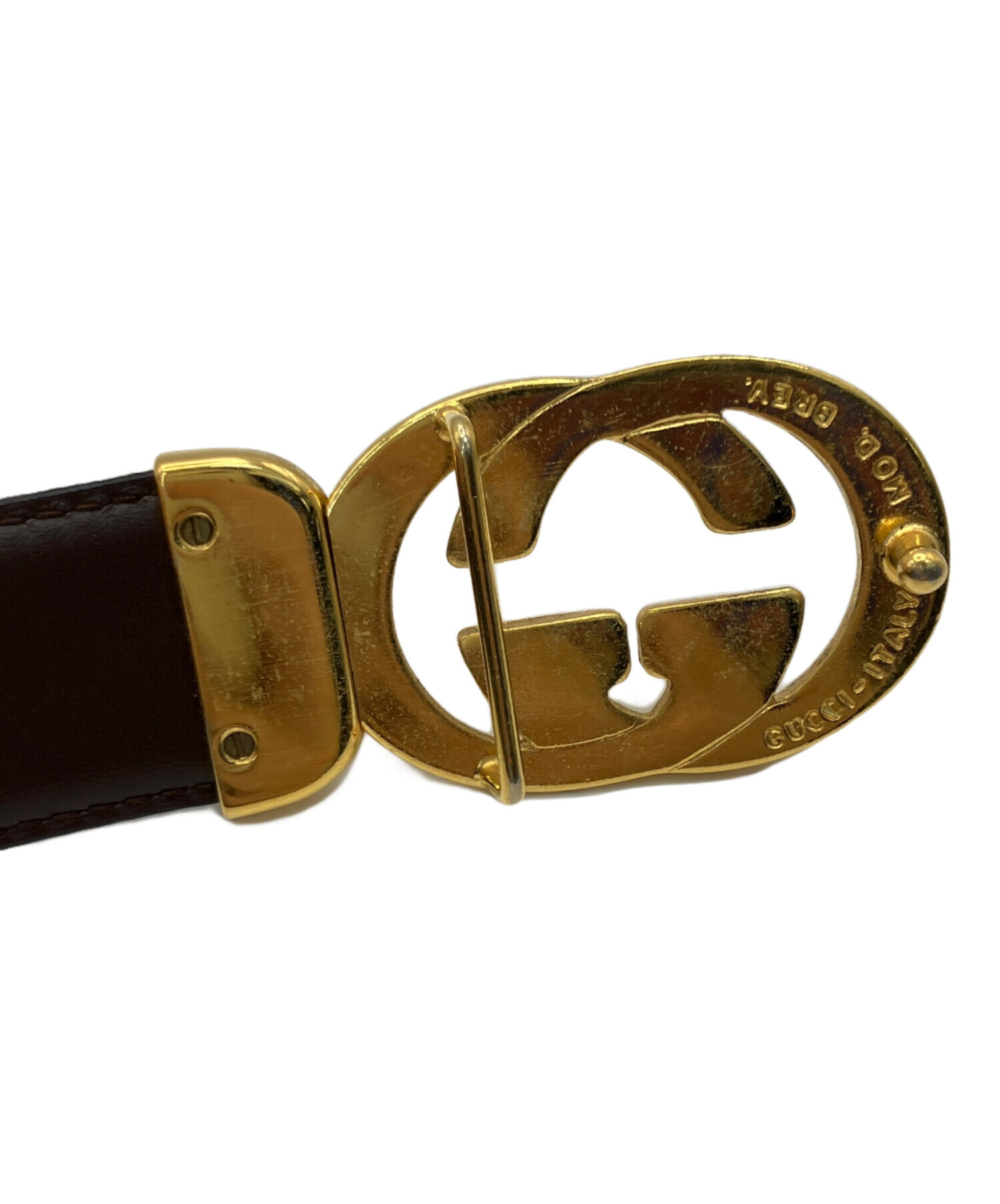 グッチ レザーベルト ABランク 鑑定済み正規品 本革 中古・古着通販】GUCCI (グッチ) レザーベルト ブラック｜ブランド
